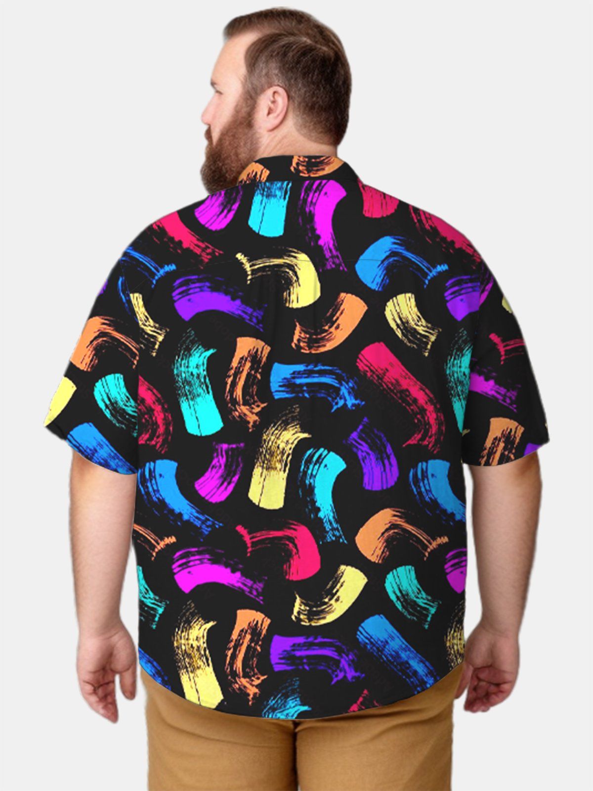 Big & Tall Art Colored Line Hawaiian Shirt