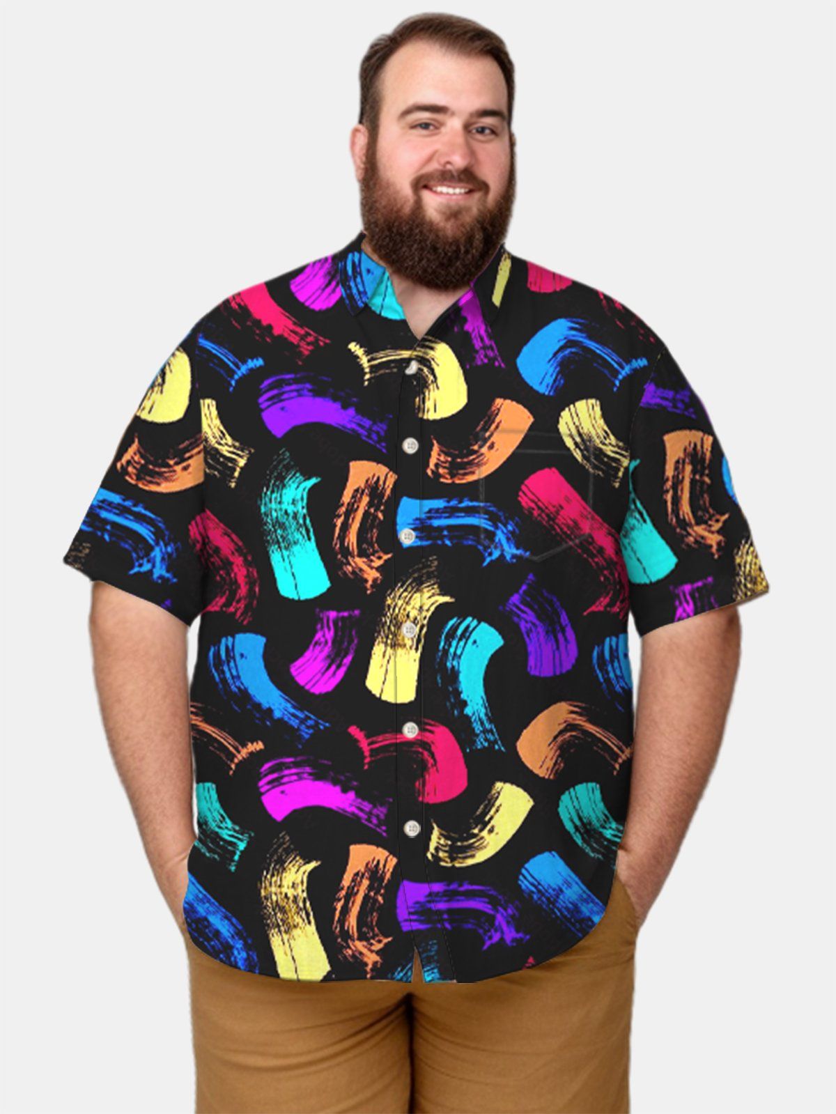 Big & Tall Art Colored Line Hawaiian Shirt Big & Tall Art Colored Line Hawaiian Shirt
