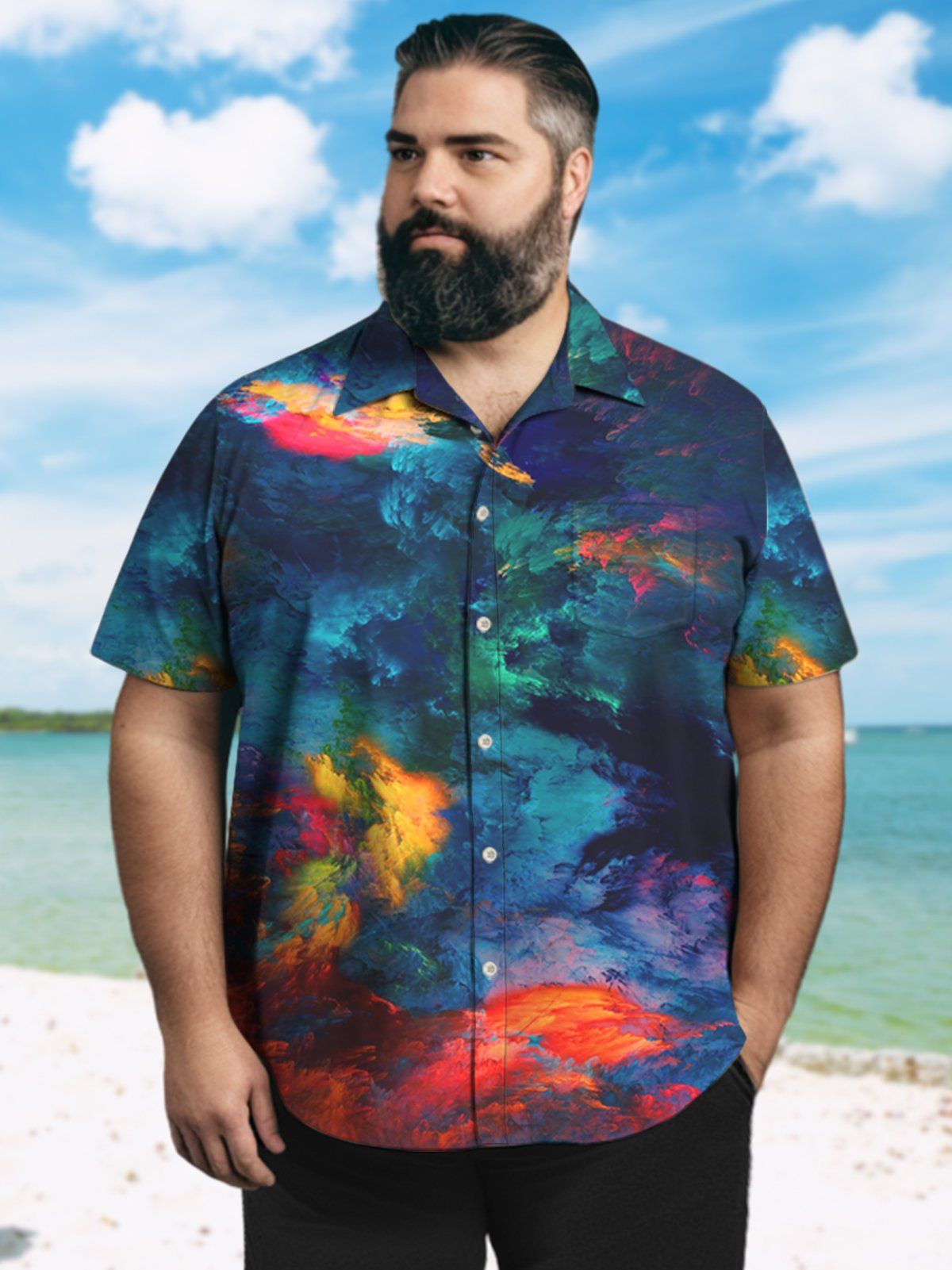 Big & Tall Art Dyes Hawaiian Shirt Big & Tall Art Dyes Hawaiian Shirt