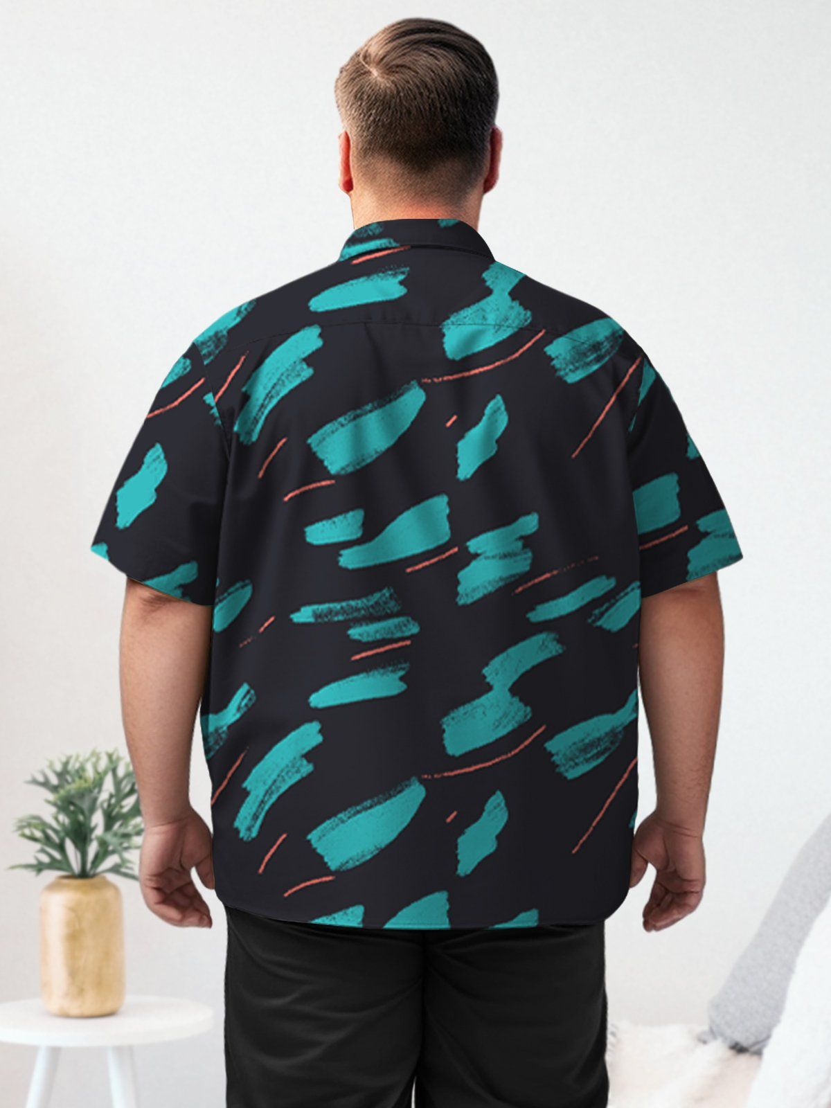 Big & Tall Art Geometric Lines Hawaiian Shirt