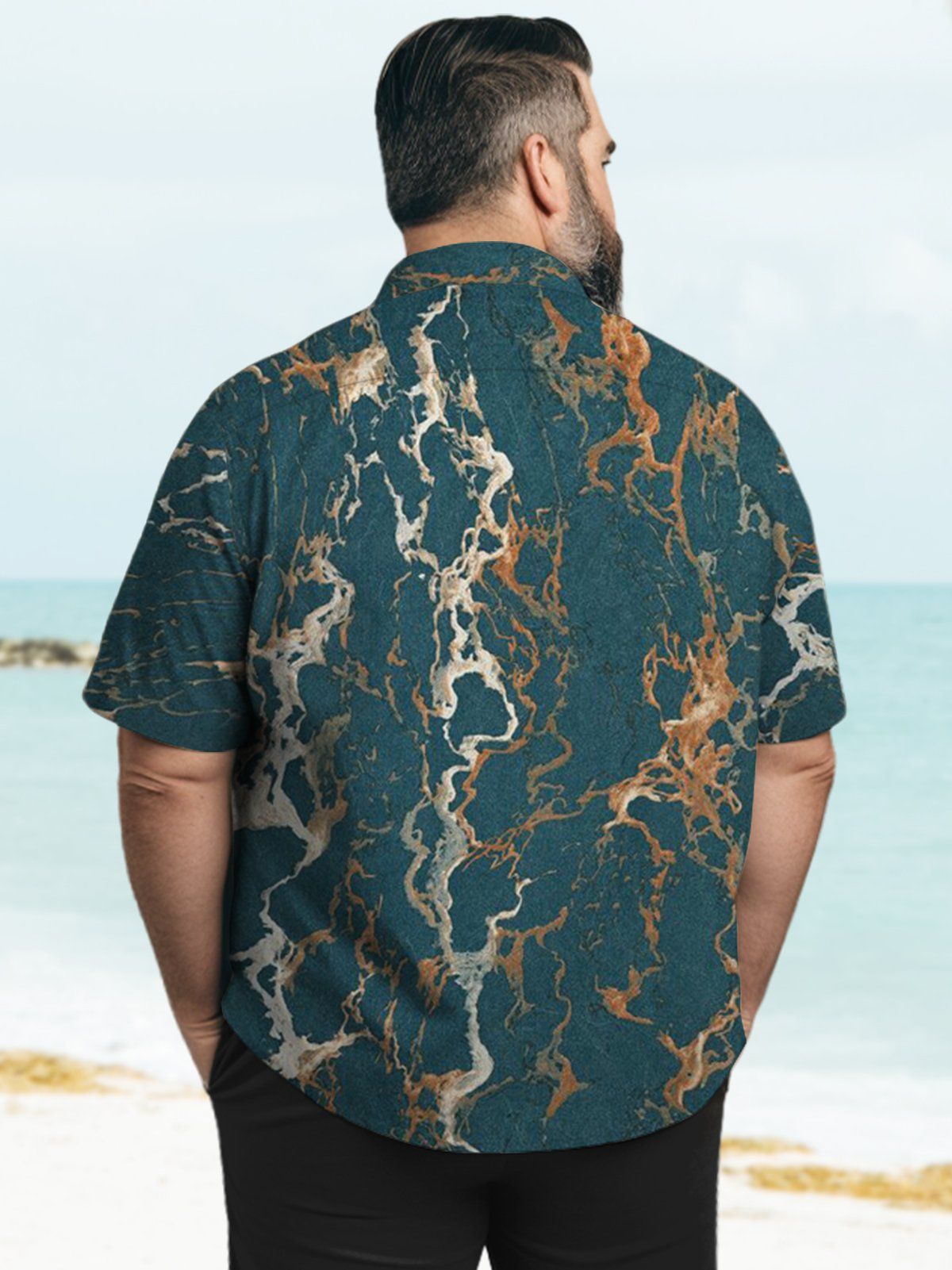 Big & Tall Art Marbling Skull Fag Hawaiian Shirt