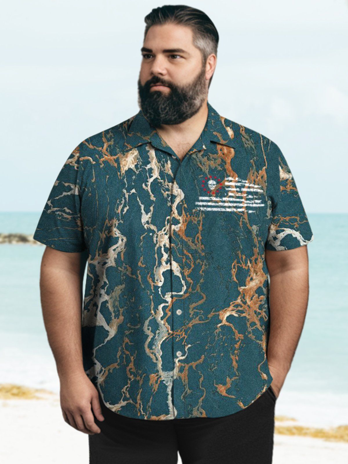 Big & Tall Art Marbling Skull Fag Hawaiian Shirt Big & Tall Art Marbling Skull Fag Hawaiian Shirt