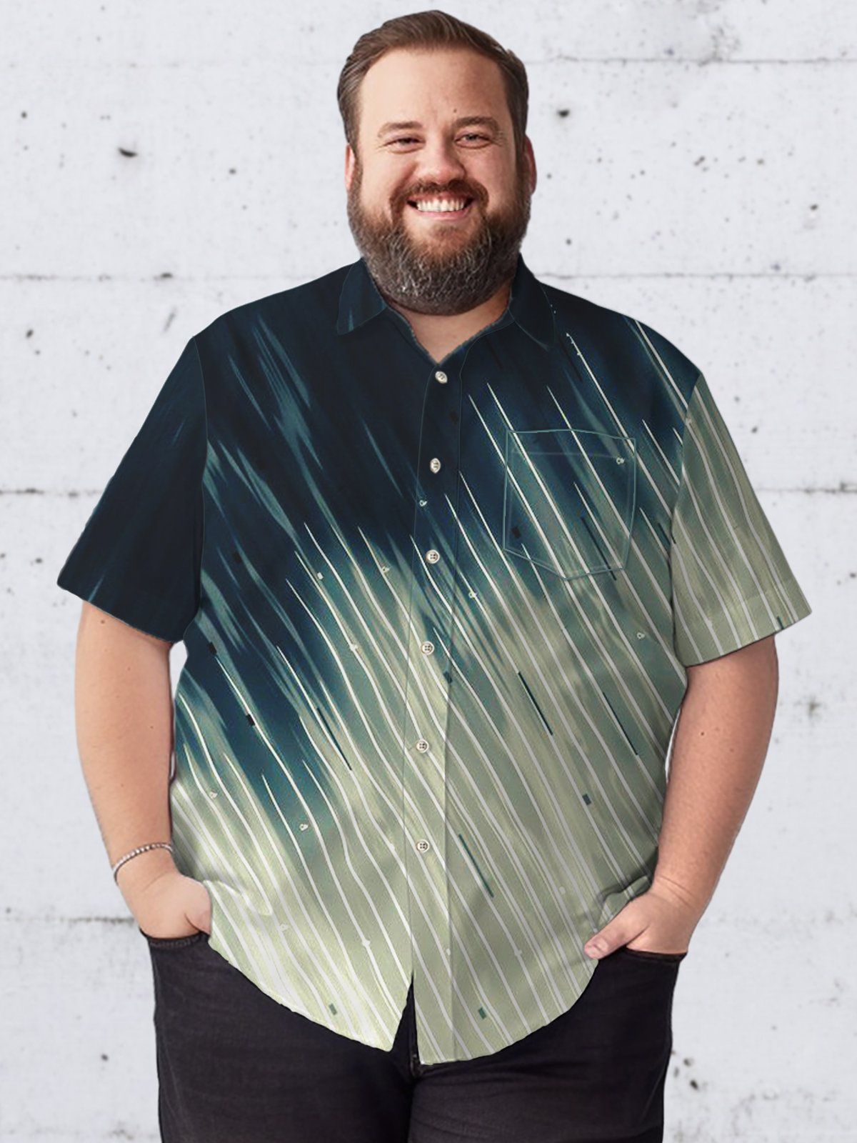 Big & Tall Art Tie-Dye Stripes Hawaiian Shirt Big & Tall Art Tie-Dye Stripes Hawaiian Shirt