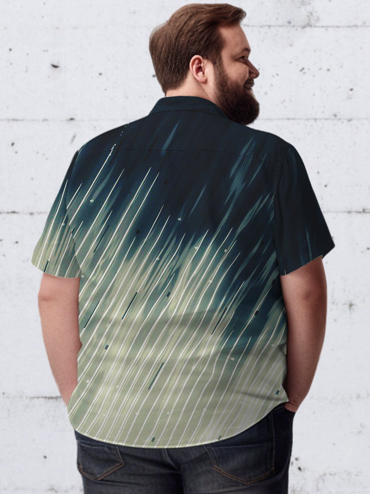 Big & Tall Art Tie-Dye Stripes Hawaiian Shirt