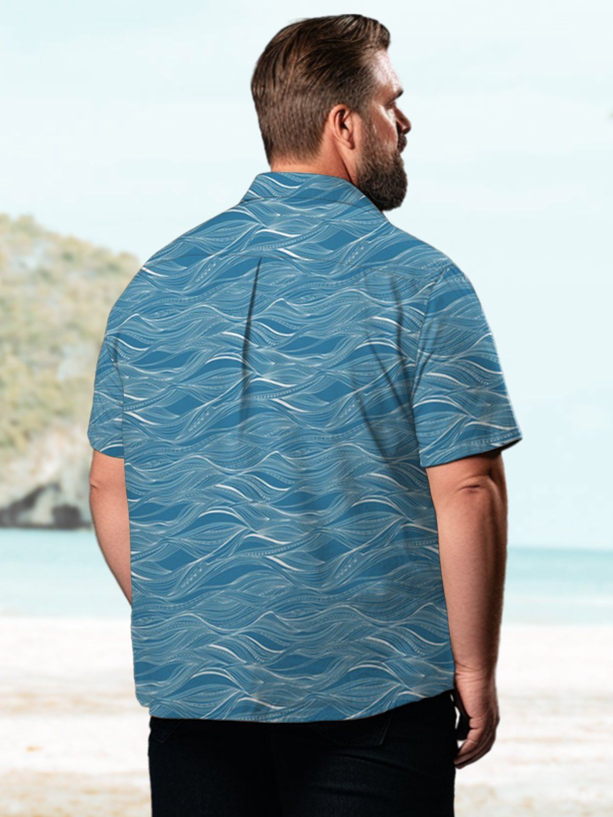 Big & Tall Art Water Ripple Waves Hawaiian Shirt