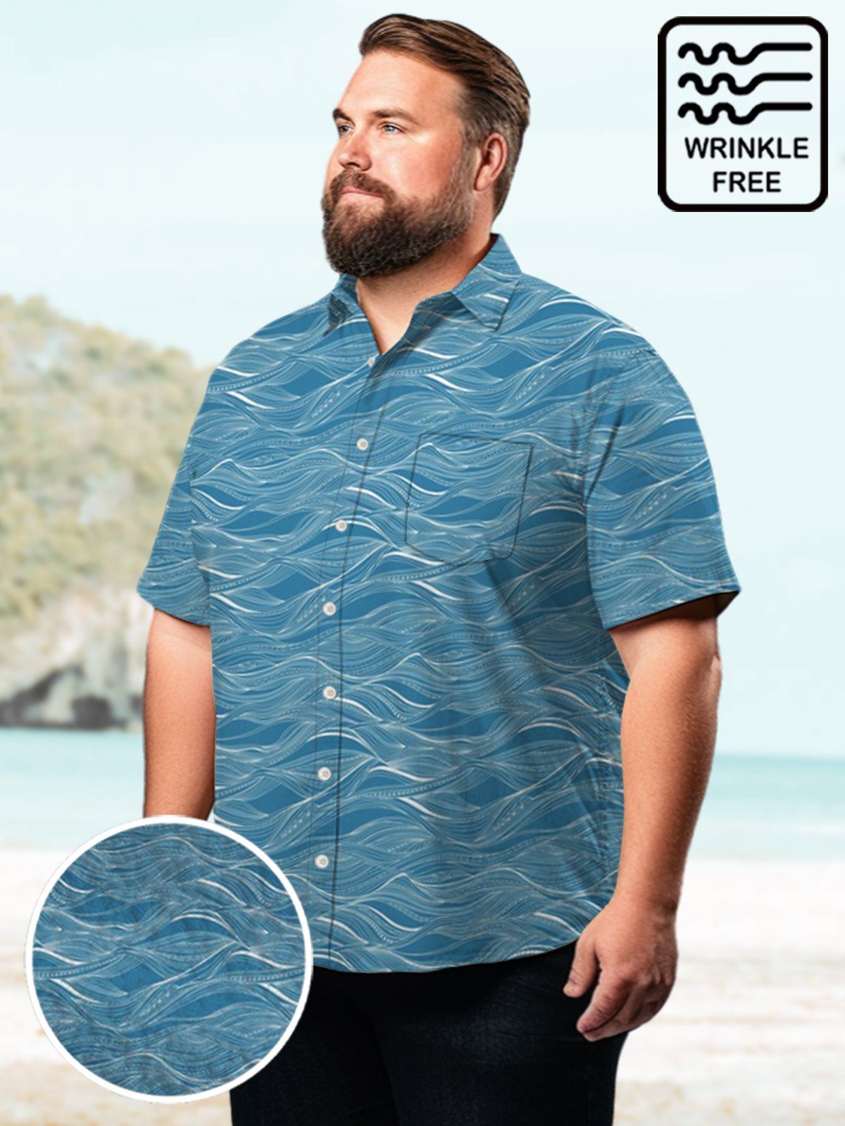 Big & Tall Art Water Ripple Waves Hawaiian Shirt Big & Tall Art Water Ripple Waves Hawaiian Shirt