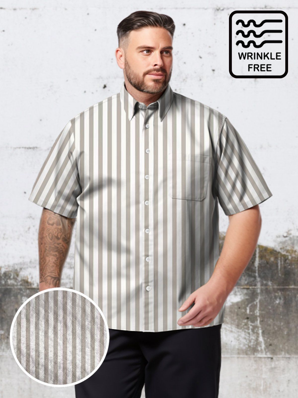 Big & Tall Basic Stripes Hawaiian Shirt Big & Tall Basic Stripes Hawaiian Shirt