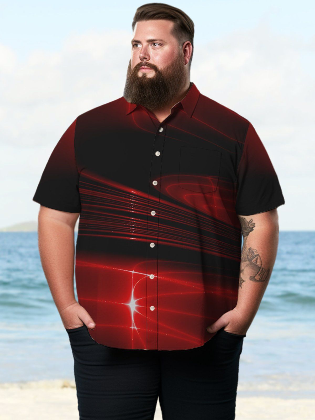Big & Tall Casual Art Dye Hawaiian Shirt Big & Tall Casual Art Dye Hawaiian Shirt