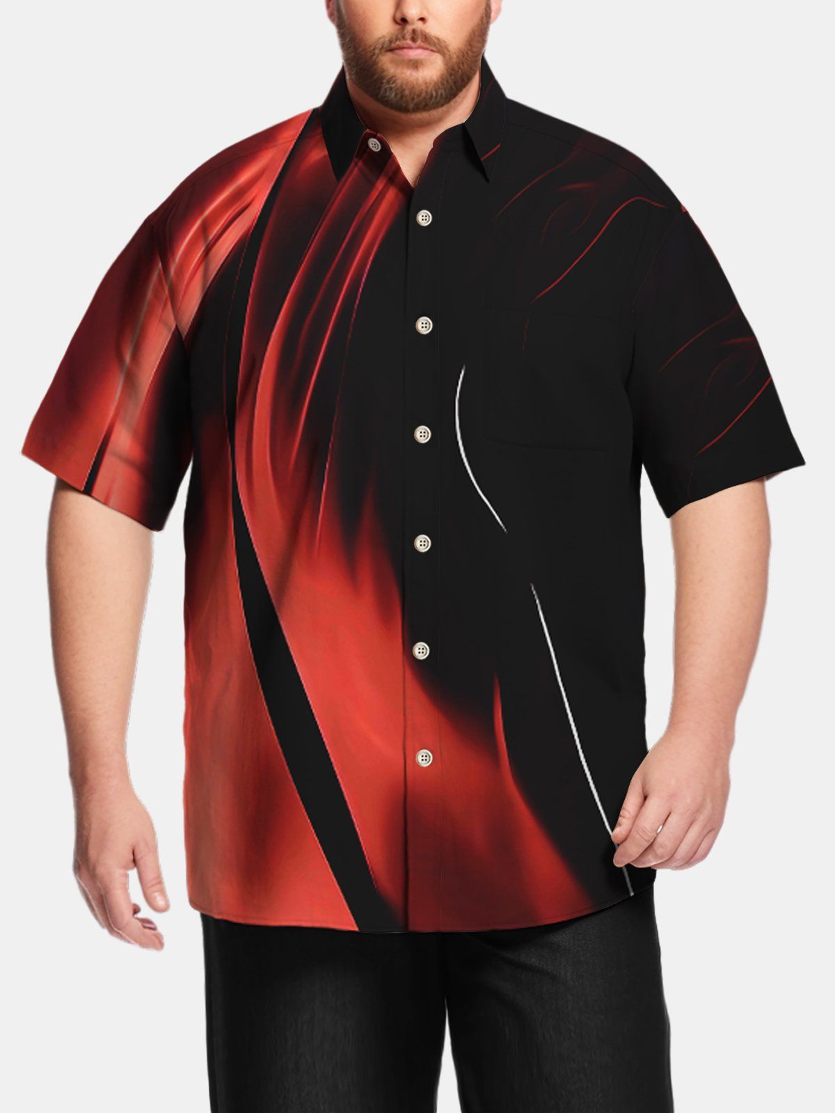 Big & Tall Casual Artistic Line Quick Drying Hawaiian Shirt