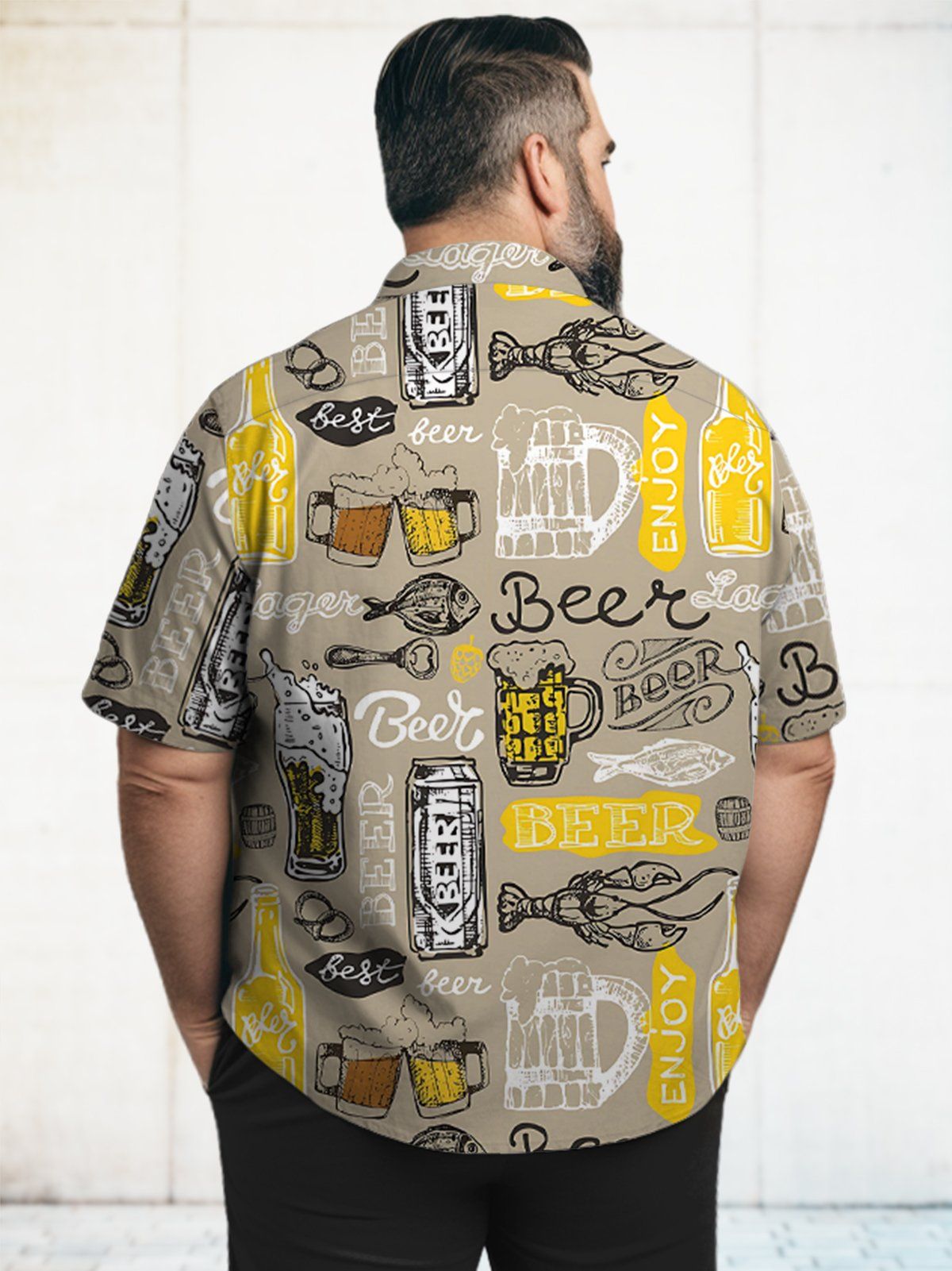 Big & Tall Casual Beer Festival Food Carnival Party Hawaiian Shirt