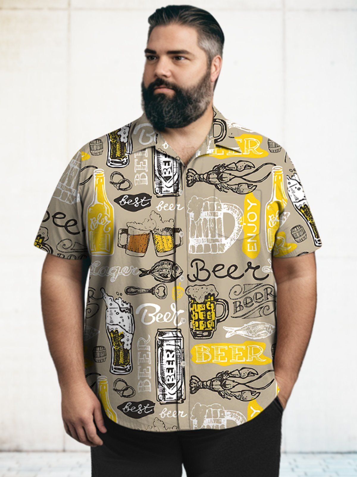 Big & Tall Casual Beer Festival Food Carnival Party Hawaiian Shirt