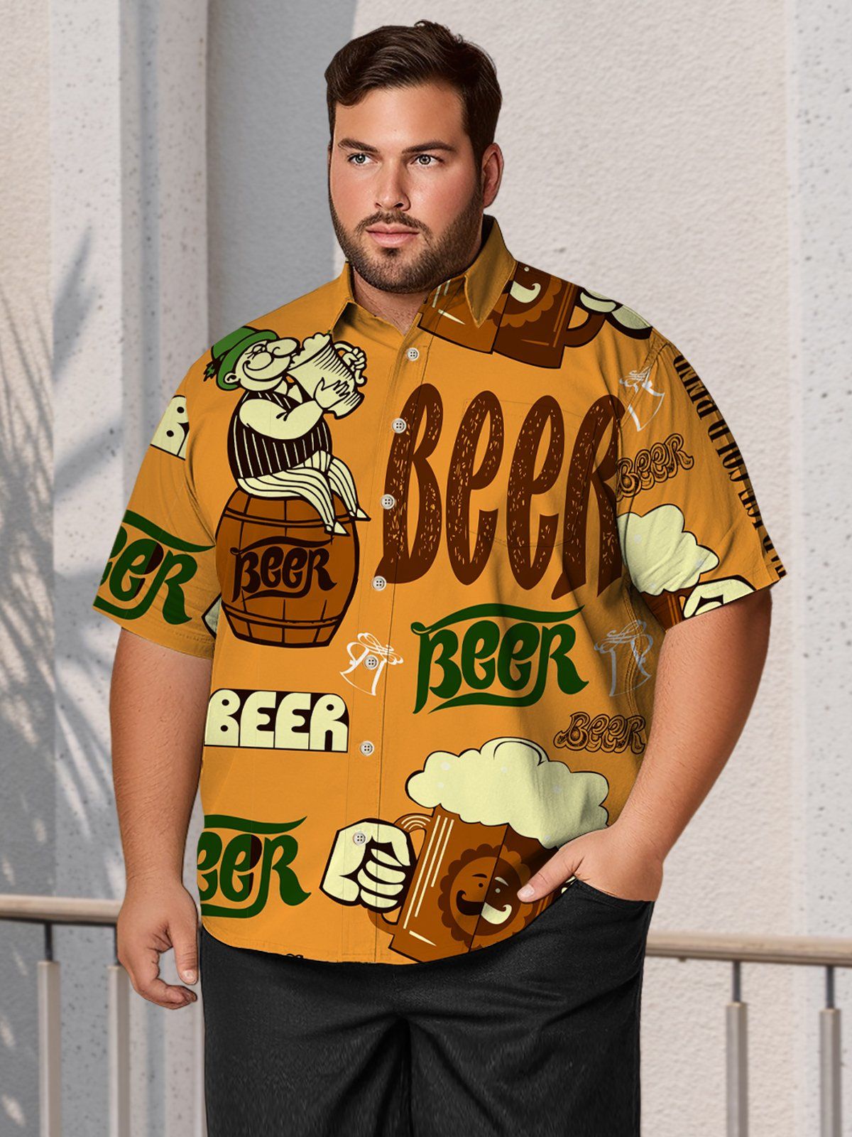 Big & Tall Casual Beer Festival Hawaiian Shirt