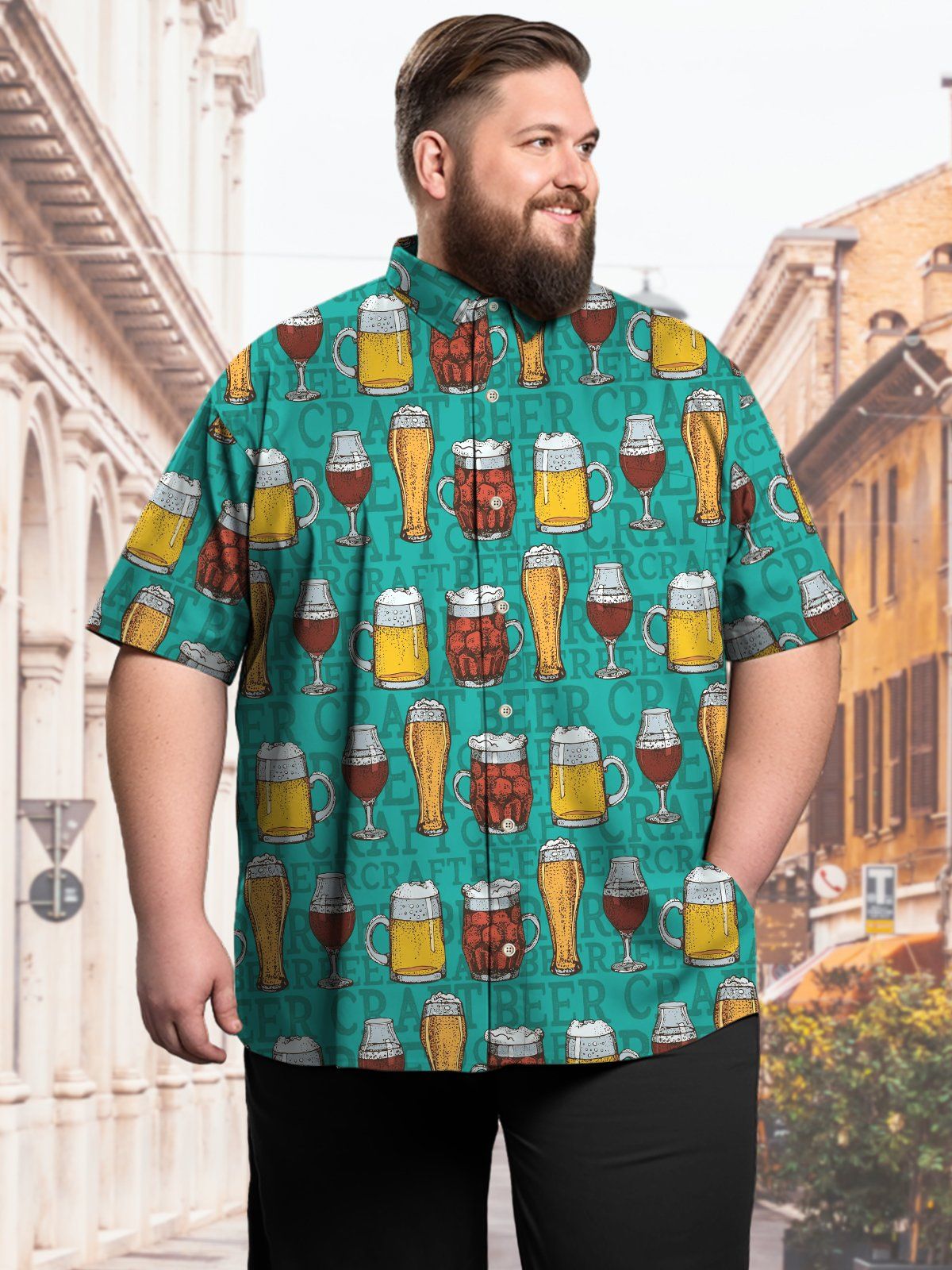 Big & Tall Casual Beer Festival Party Hawaiian Shirt