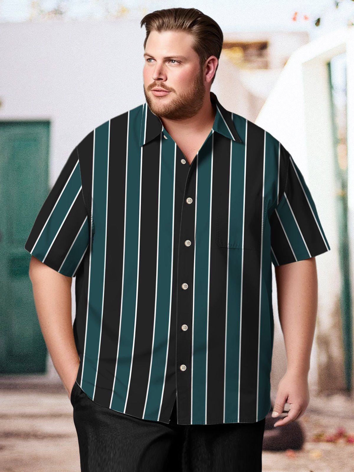 Big & Tall Casual Fringes Quick Drying Hawaiian Shirt Big & Tall Casual Fringes Quick Drying Hawaiian Shirt