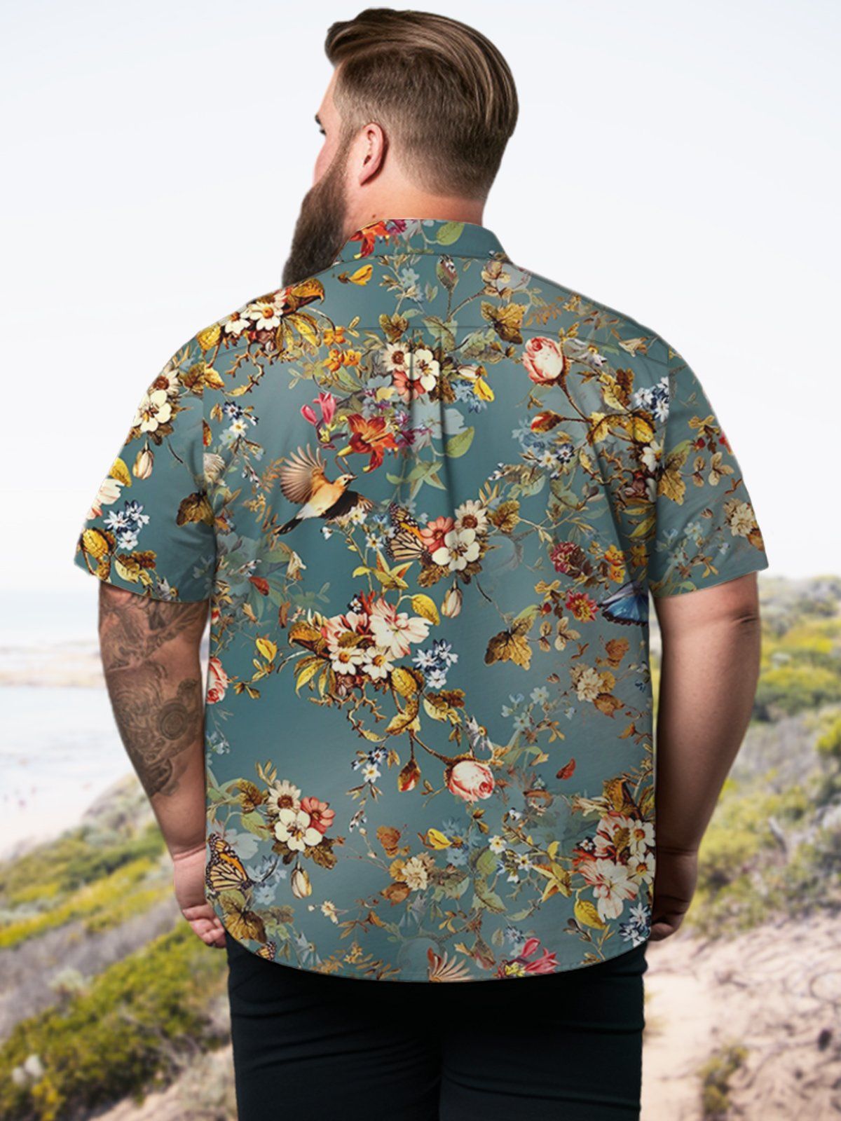 Big & Tall Casual Hawaii Flowers Shirts Design 01
