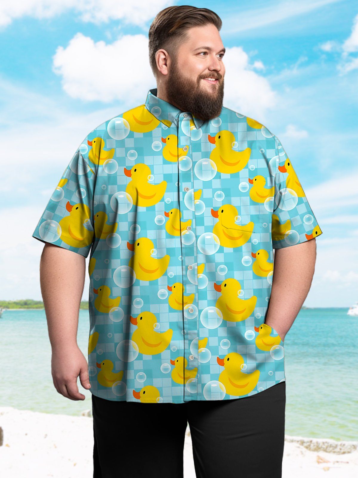 Big & Tall Casual Hawaiian Duck Shirt Big & Tall Casual Hawaiian Duck Shirt