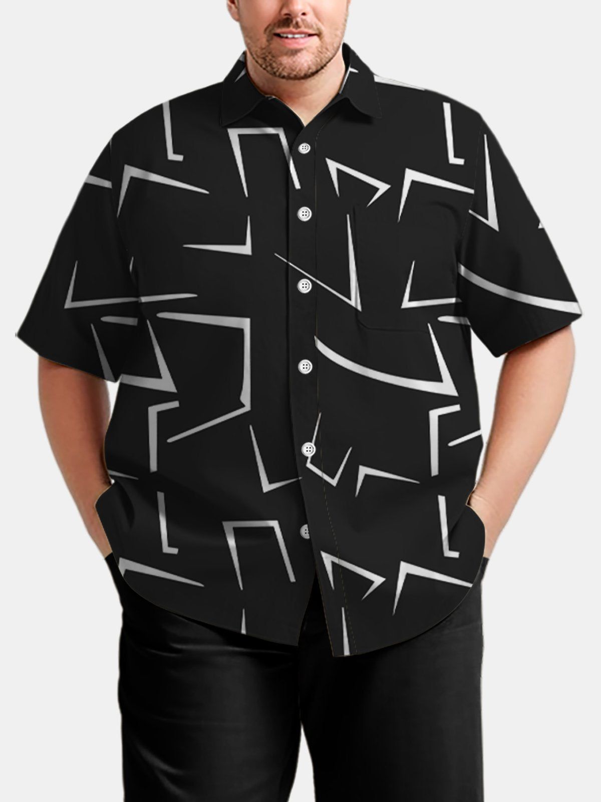 Big & Tall Casual Irregular Geometry Quick Drying Shirts Design 01