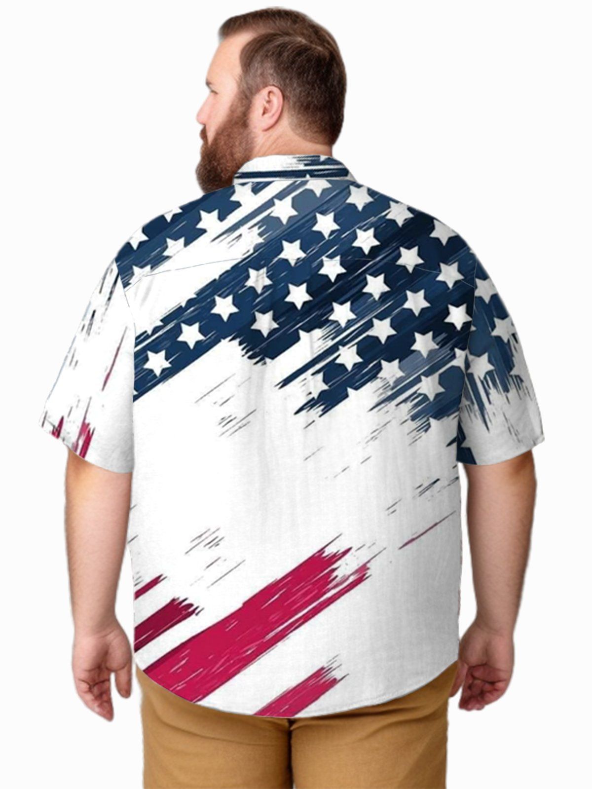 Big & Tall Casual Patriot American Flag Free Seersucker Hawaiian Shirt