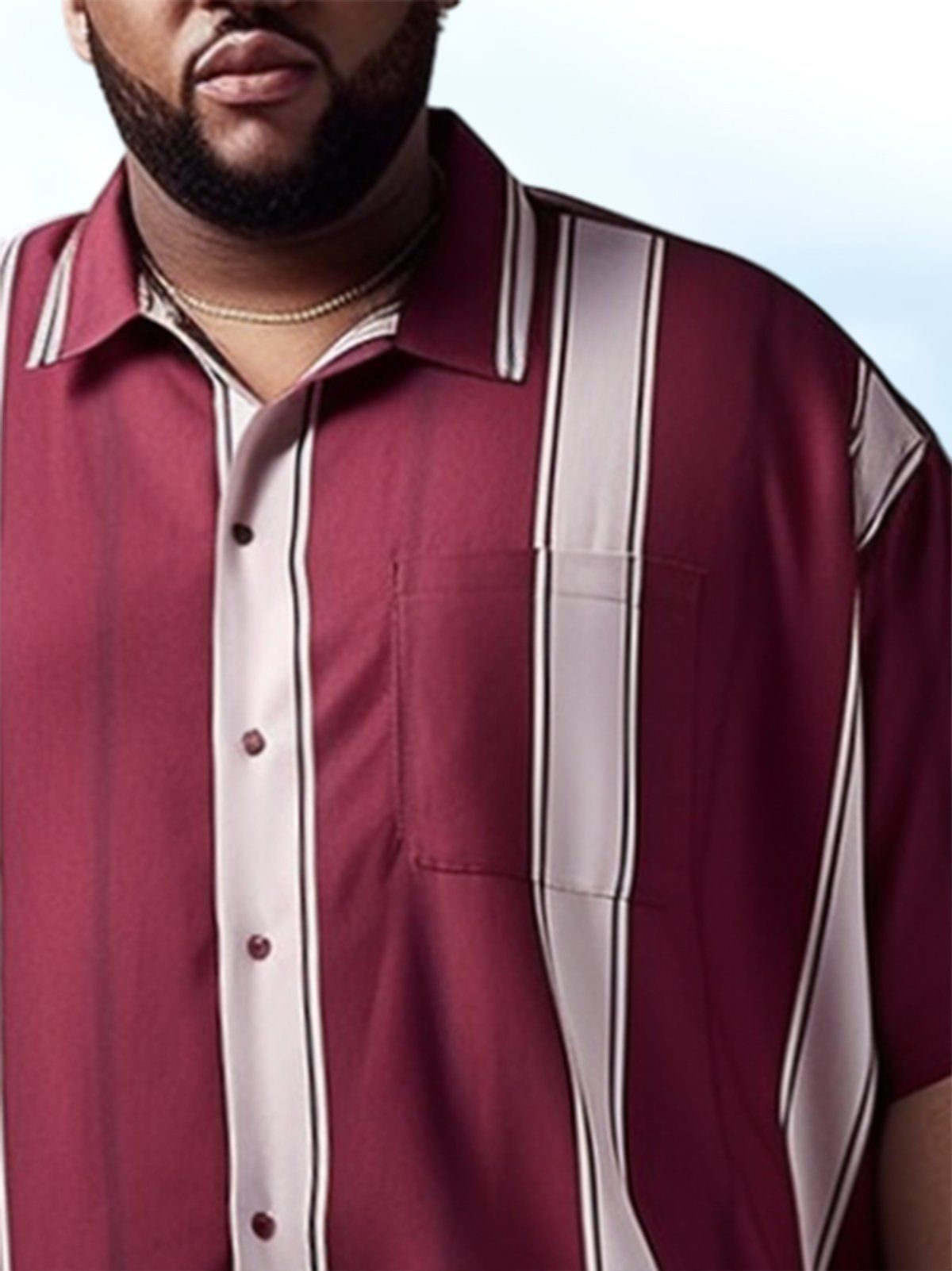 Big & Tall Casual Stripe Hawaiian Shirt