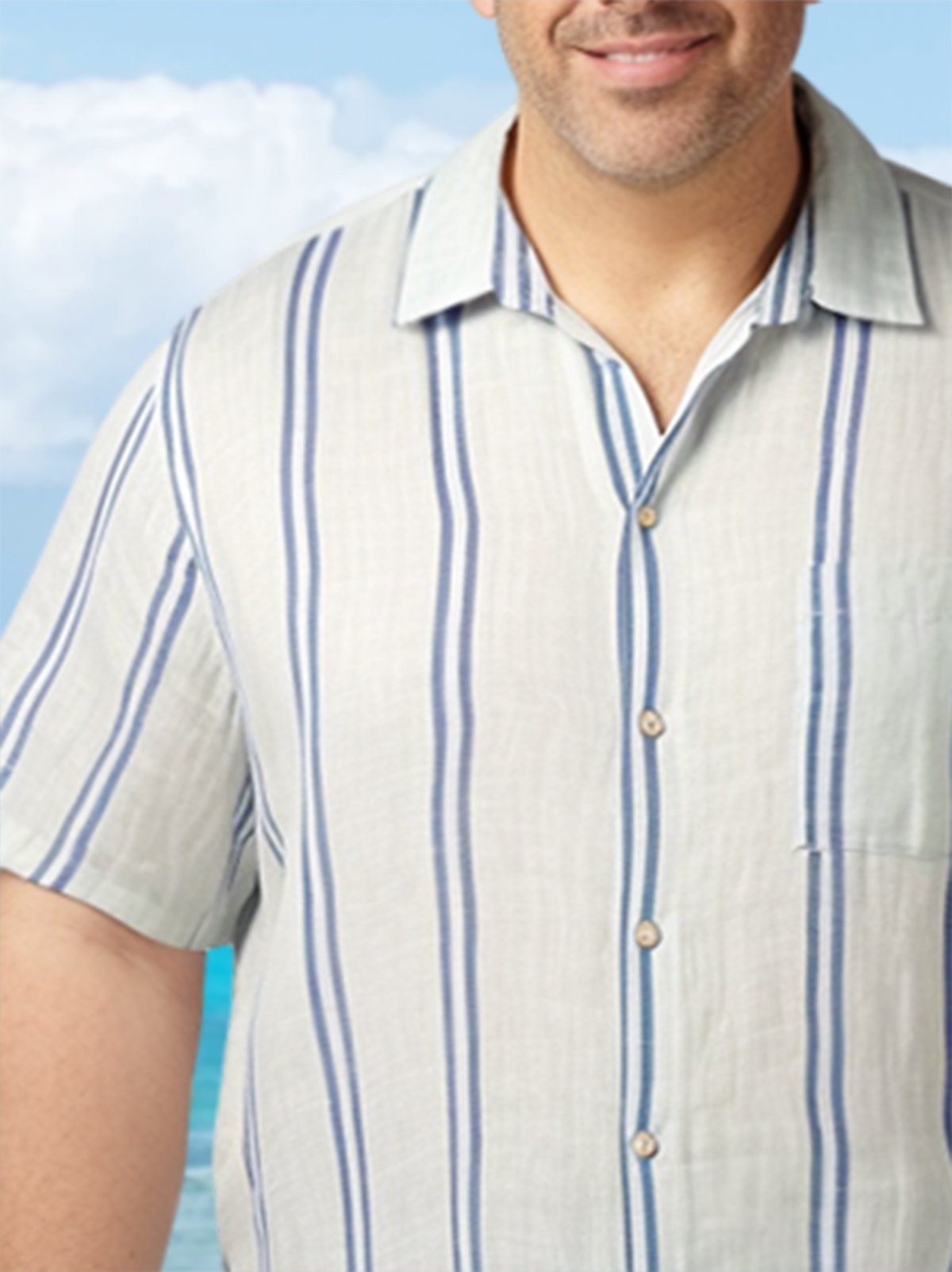 Big & Tall Casual Stripes Hawaiian Shirt