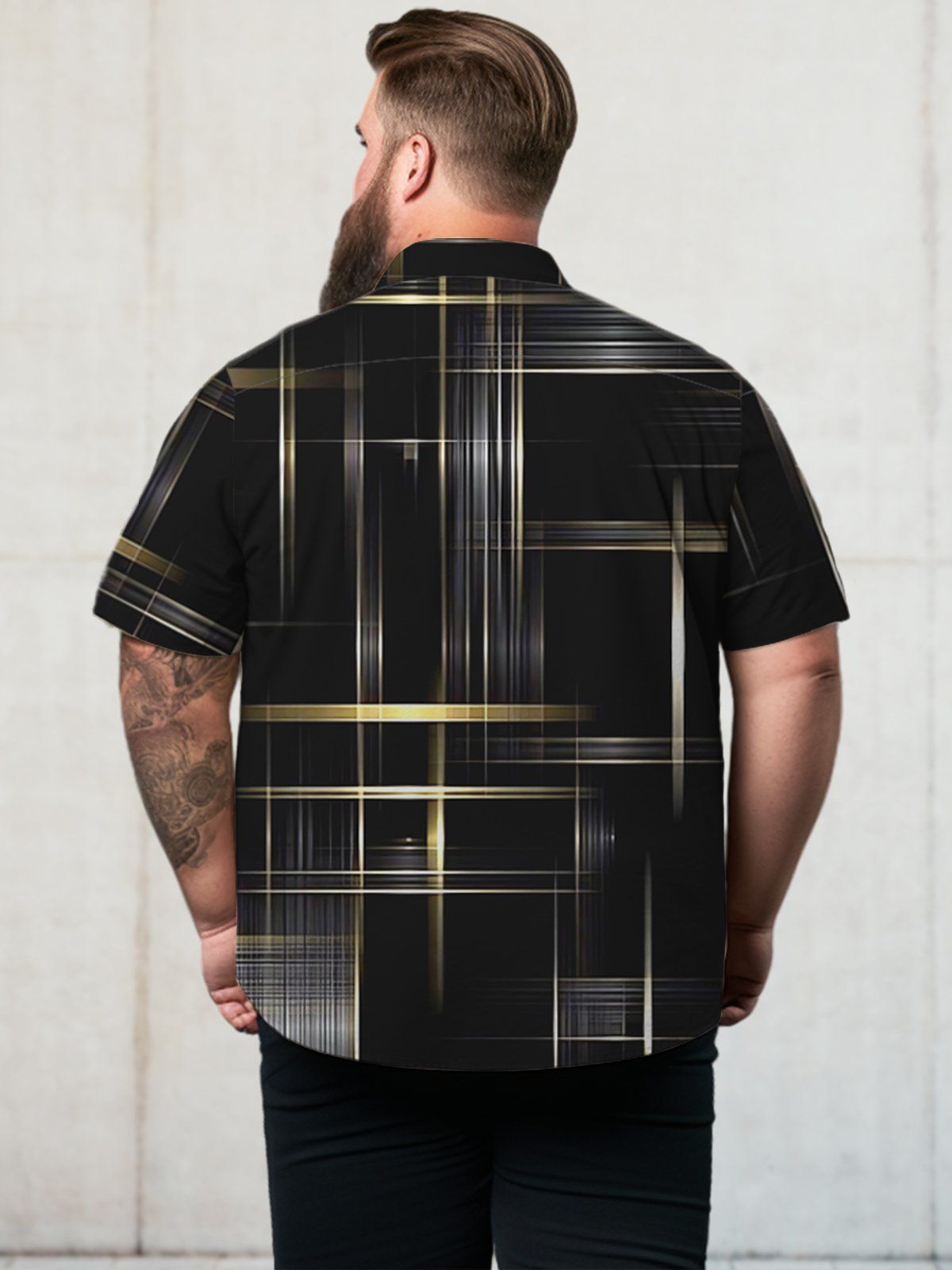 Big & Tall Geometric Clashing Lines Hawaiian Shirt