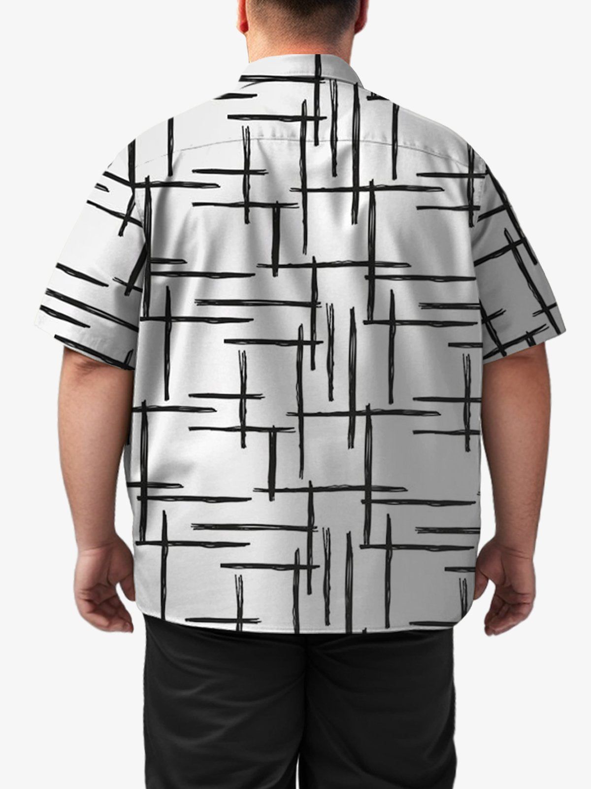 Big & Tall Geometric Line Free Seersucker Shirts Design 01