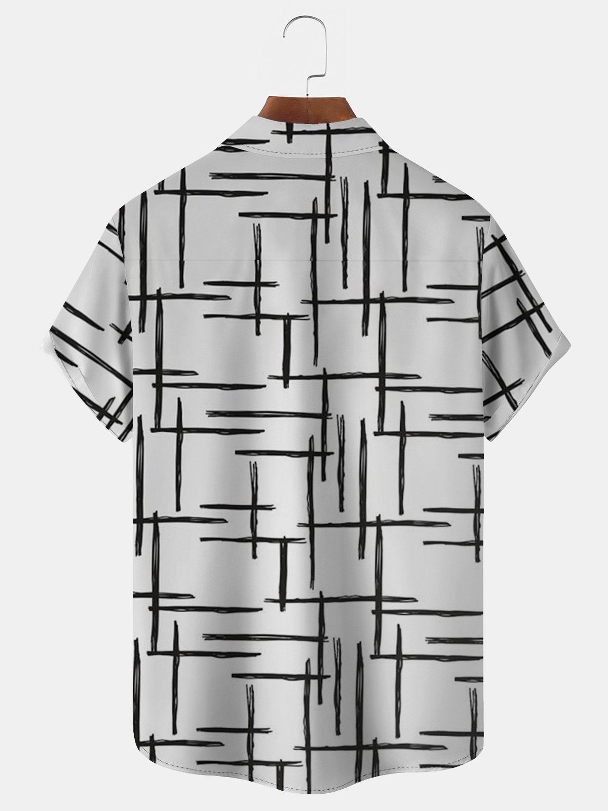 Big & Tall Geometric Line Free Seersucker Shirts Design 02