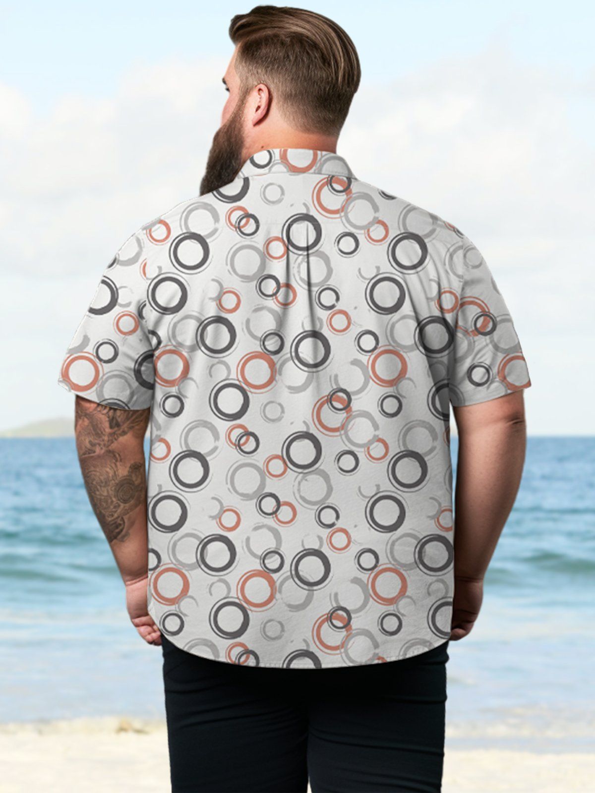 Big & Tall Geometric Ring Hawaiian Shirt