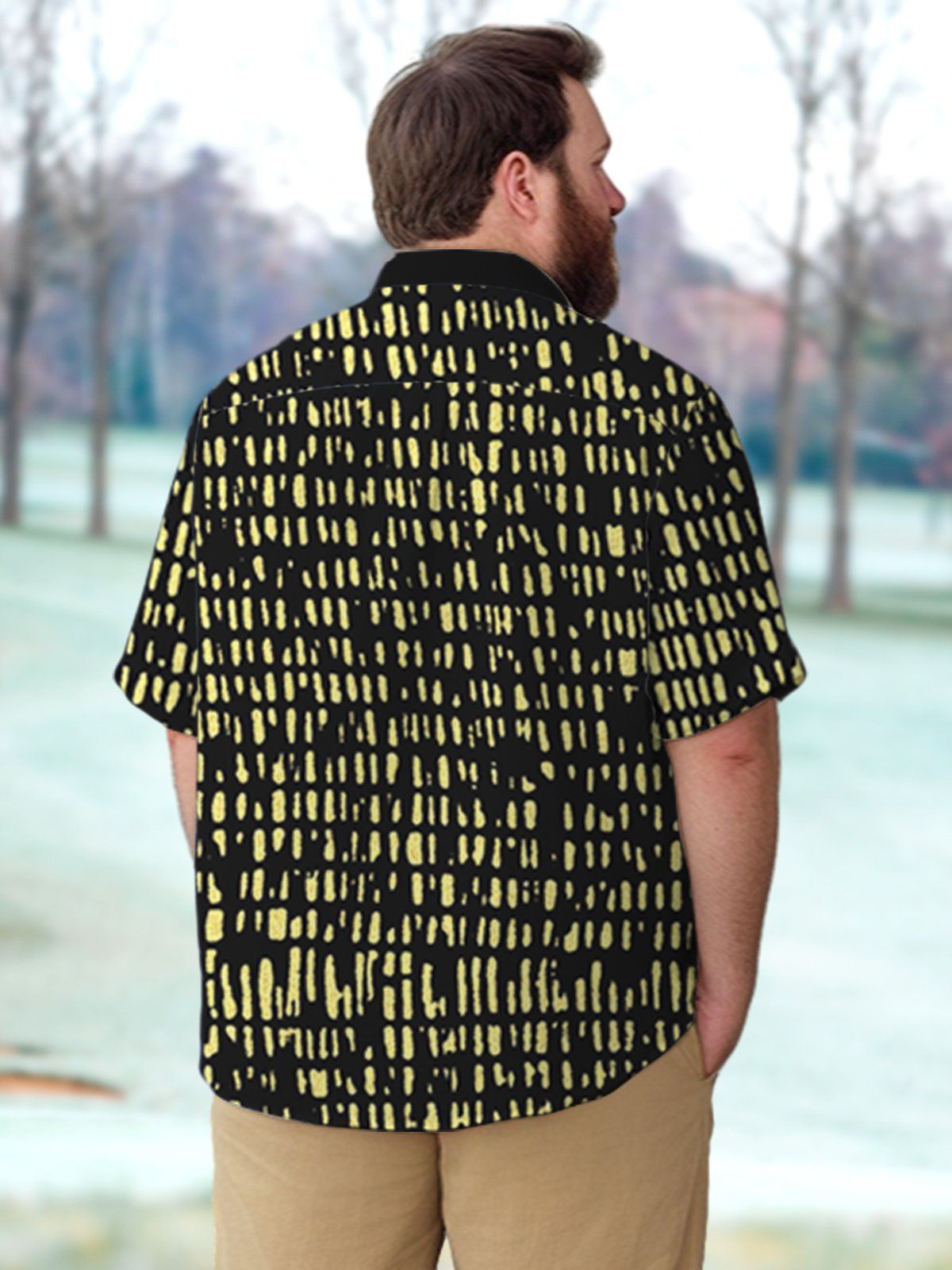 Big & Tall Geometric Stripes Hawaiian Shirt