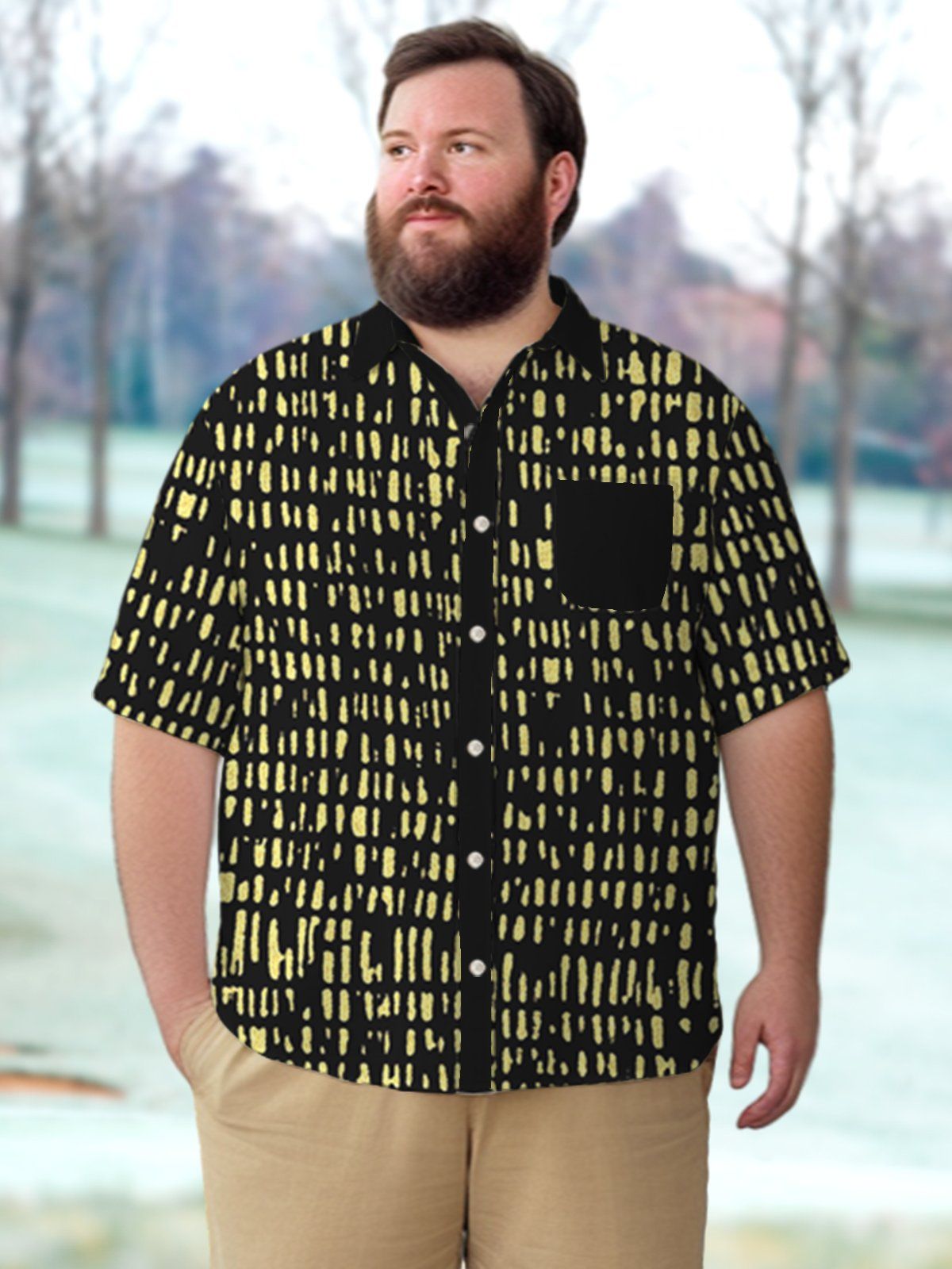 Big & Tall Geometric Stripes Hawaiian Shirt