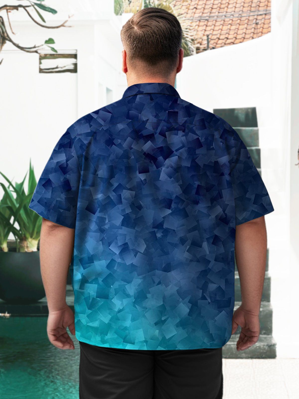 Big & Tall Geometry Tie-Dye Hawaiian Shirt
