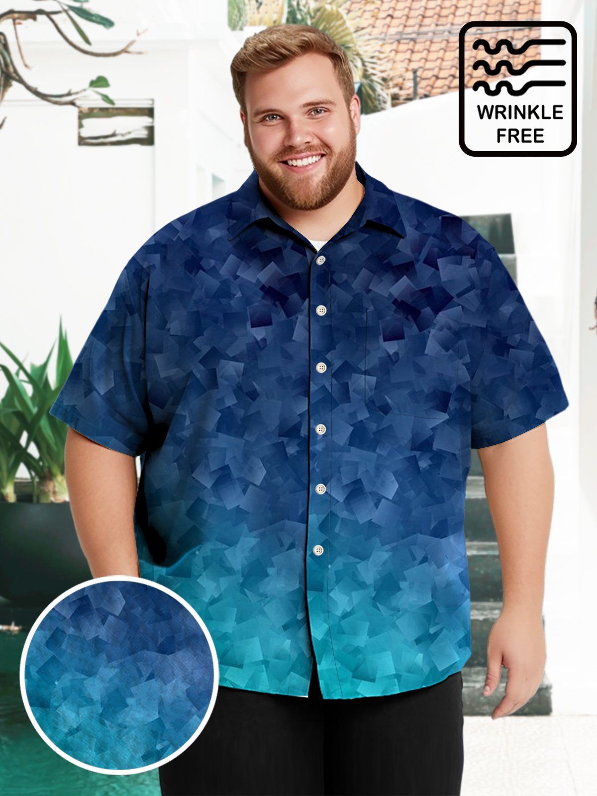 Big & Tall Geometry Tie-Dye Hawaiian Shirt Big & Tall Geometry Tie-Dye Hawaiian Shirt