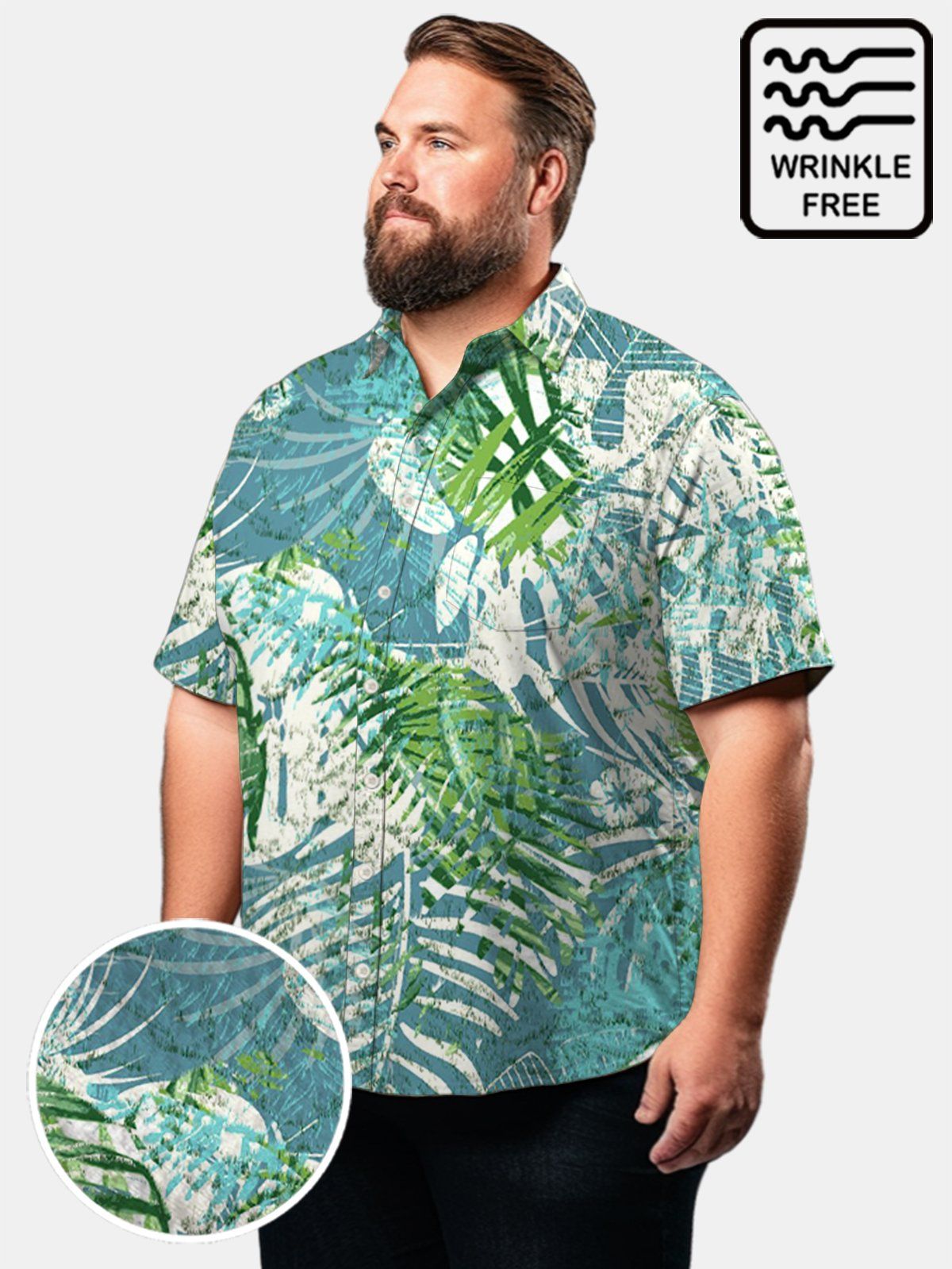 Big & Tall Hawaii Art Coconut Leaf Free Seersucker Shirt Big & Tall Hawaii Art Coconut Leaf Free Seersucker Shirt