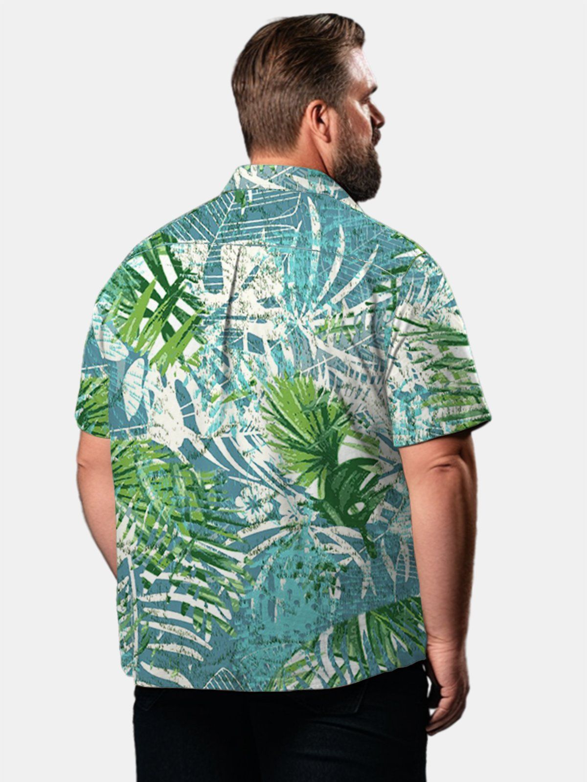 Big & Tall Hawaii Art Coconut Leaf Free Seersucker Shirt