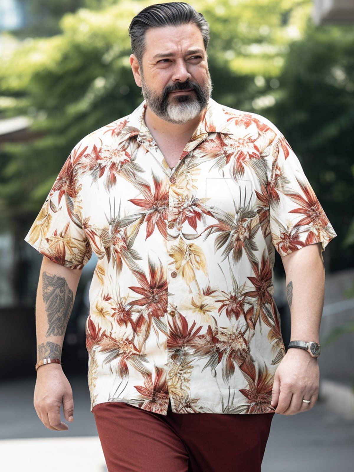 Big & Tall Hawaii Art Flower Breathable & quick drying Shirt Big & Tall Hawaii Art Flower Breathable & quick drying Shirt