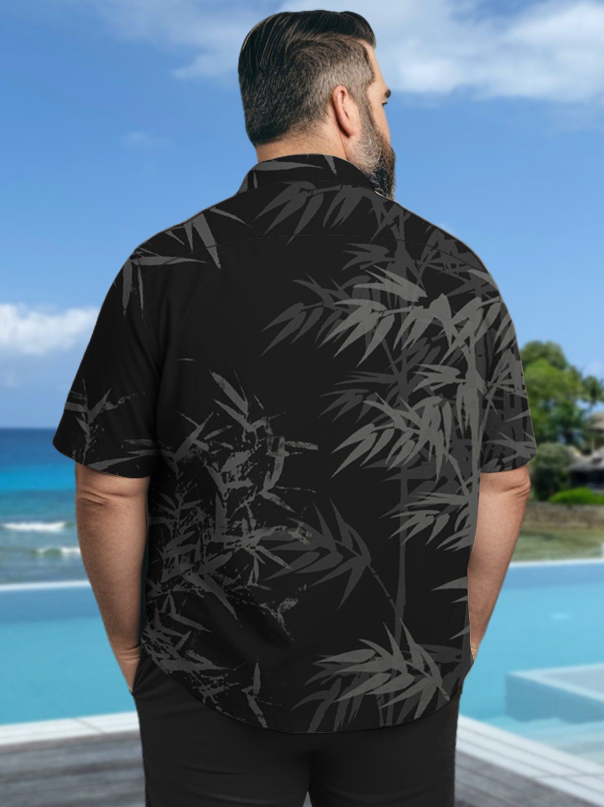 Big & Tall Hawaii Bamboo Silhouette Plant Quick Drying Shirt