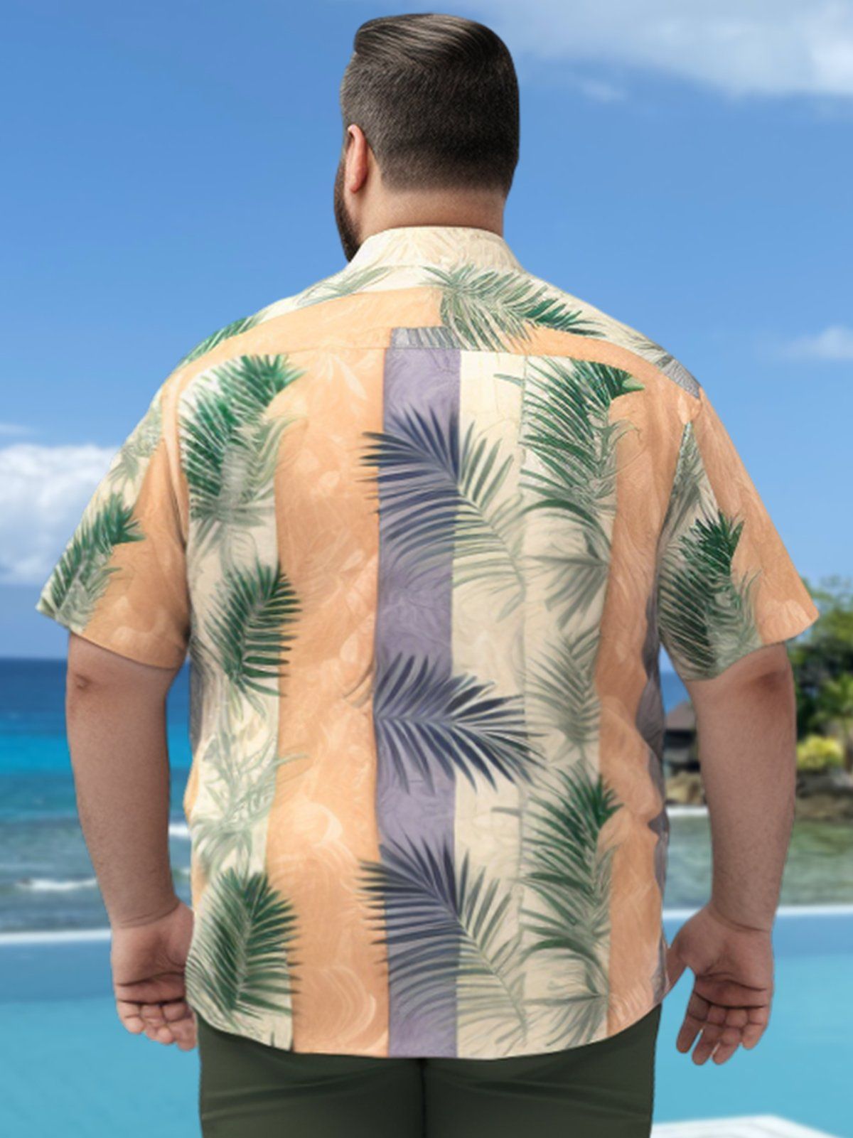 Big & Tall Hawaii Casual Fringe Coconut Leaf Free Seersucker Shirt