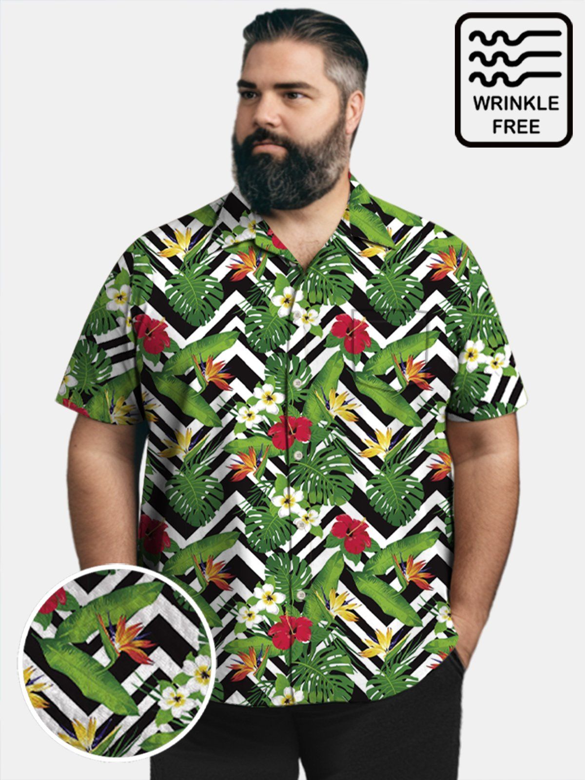 Big & Tall Hawaii Chevron Stripe Tropical Plant Free Seersucker Shirts Big & Tall Hawaii Chevron Stripe Tropical Plant Free Seersucker Shirts