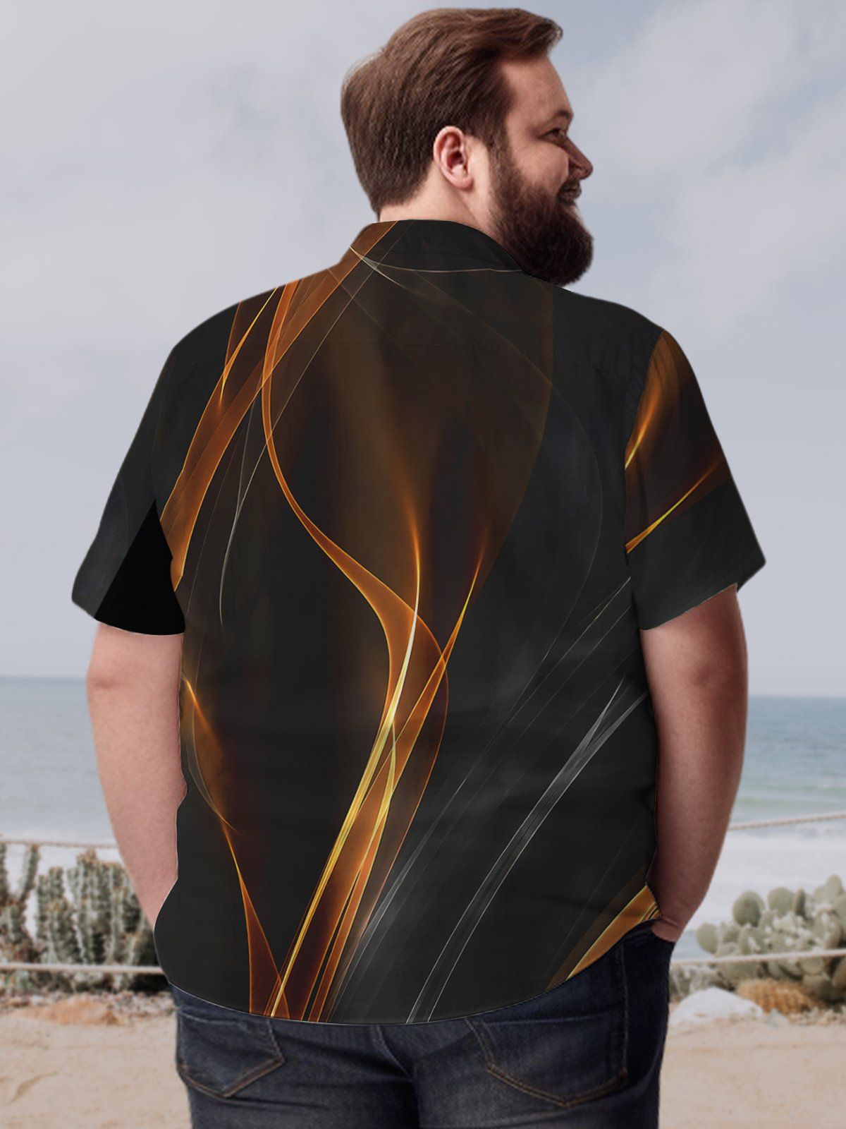 Big & Tall Hawaii Coconut Tree Artistic Line Quick Drying Shirt