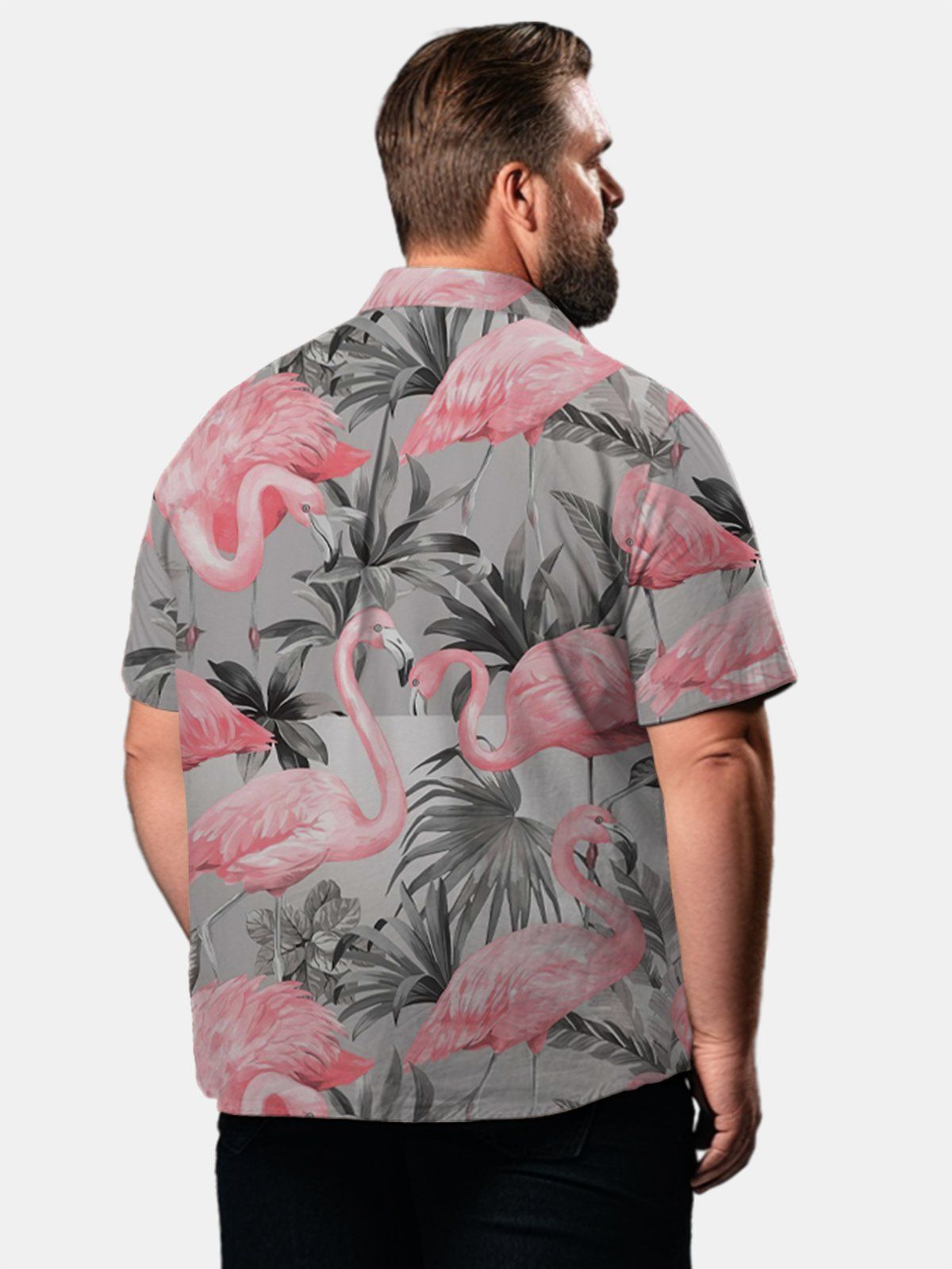 Big & Tall Hawaii Flamingo Plant Free Seersucker Shirt