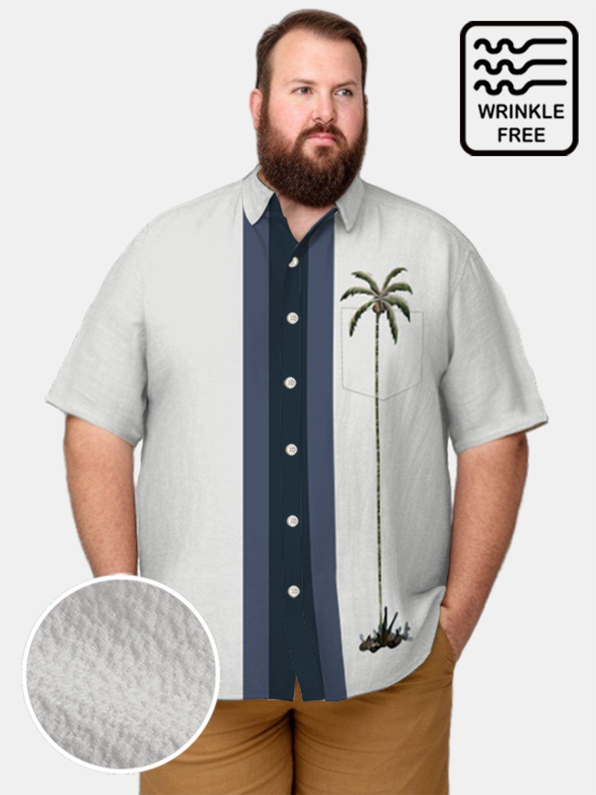 Big & Tall Hawaii Fringe Coconut Tree Free Seersucker Shirt Big & Tall Hawaii Fringe Coconut Tree Free Seersucker Shirt