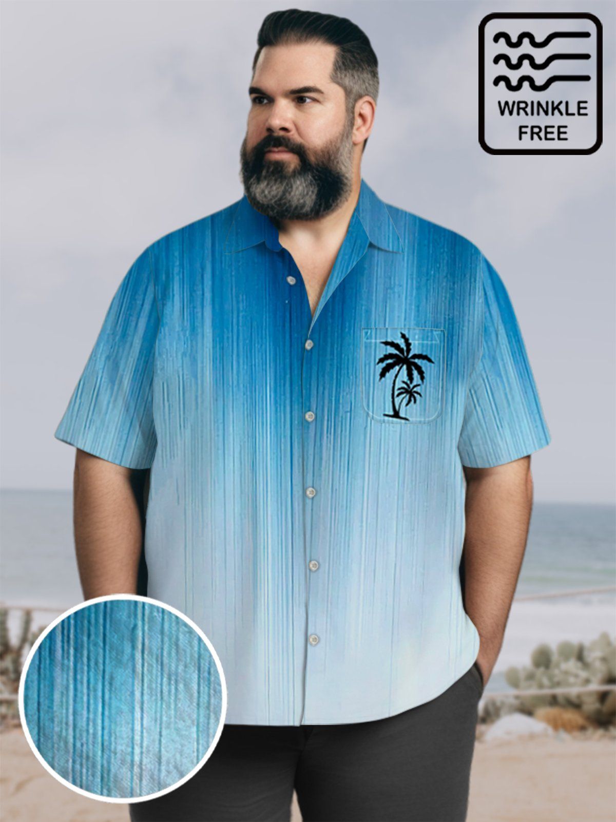 Big & Tall Hawaii Fringe Tie-Dye Coconut Printing Free Seersucker Shirt Big & Tall Hawaii Fringe Tie-Dye Coconut Printing Free Seersucker Shirt