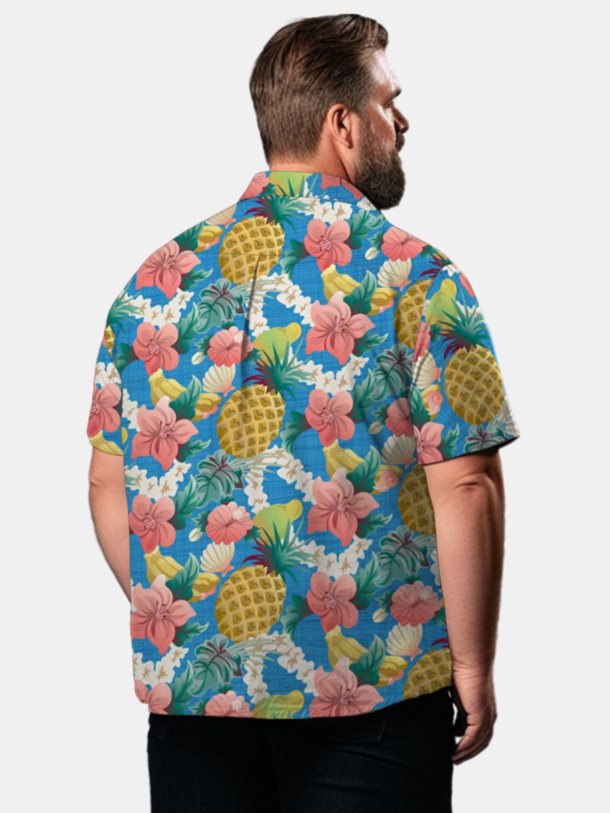 Big & Tall Hawaii Garland Pineapple Free Seersucker Shirt