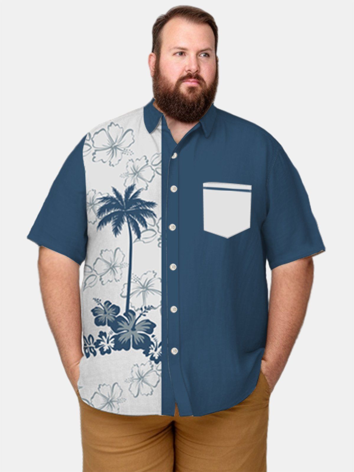 Big & Tall Hawaii Hibiscus Flower Coconut Tree Shirt Big & Tall Hawaii Hibiscus Flower Coconut Tree Shirt