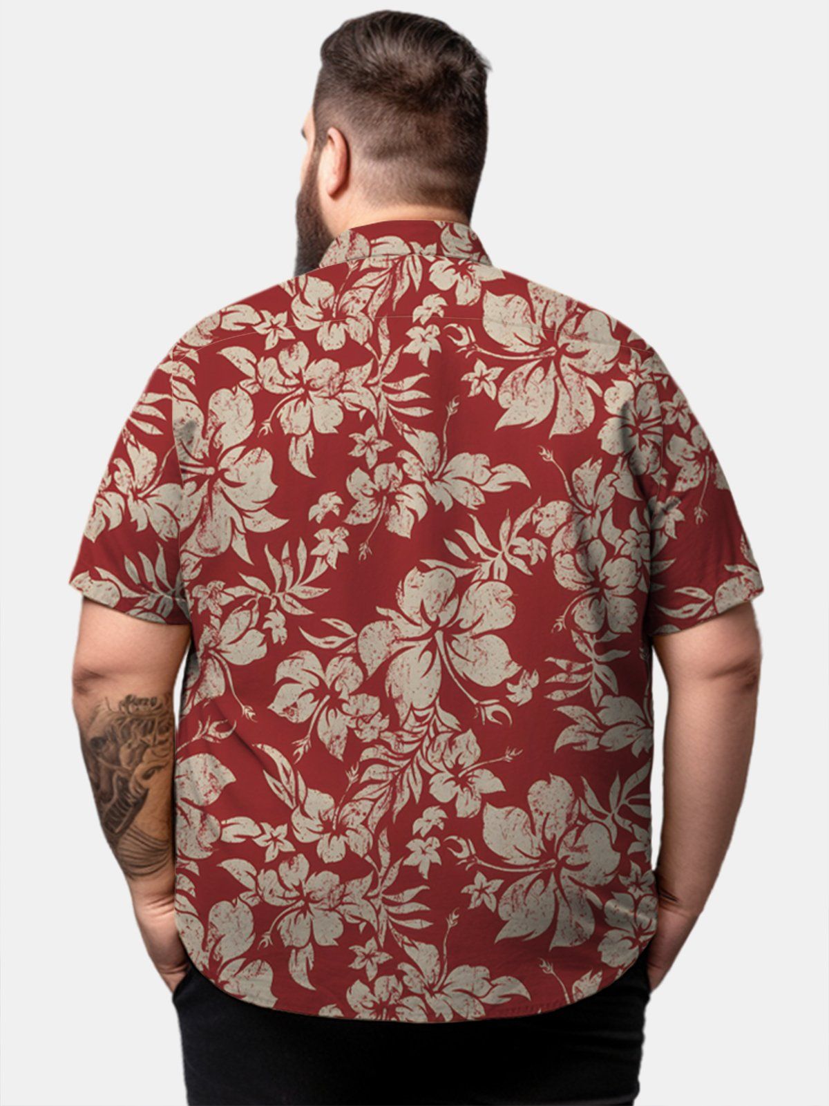 Big & Tall Hawaii Hibiscus Flower Free Seersucker Shirt