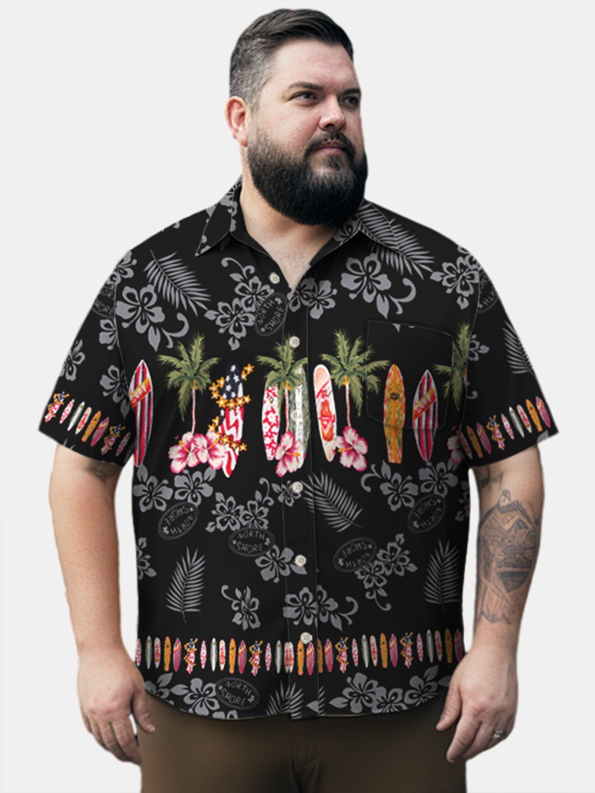 Big & Tall Hawaii Hibiscus Surfboard Flower Shirt Big & Tall Hawaii Hibiscus Surfboard Flower Shirt