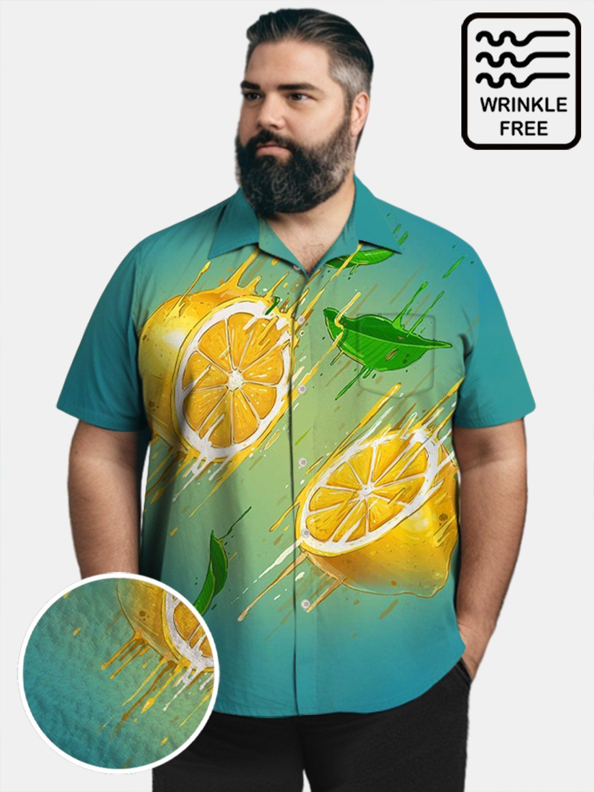 Big & Tall Hawaii Lemon Free Seersucker Shirt Big & Tall Hawaii Lemon Free Seersucker Shirt