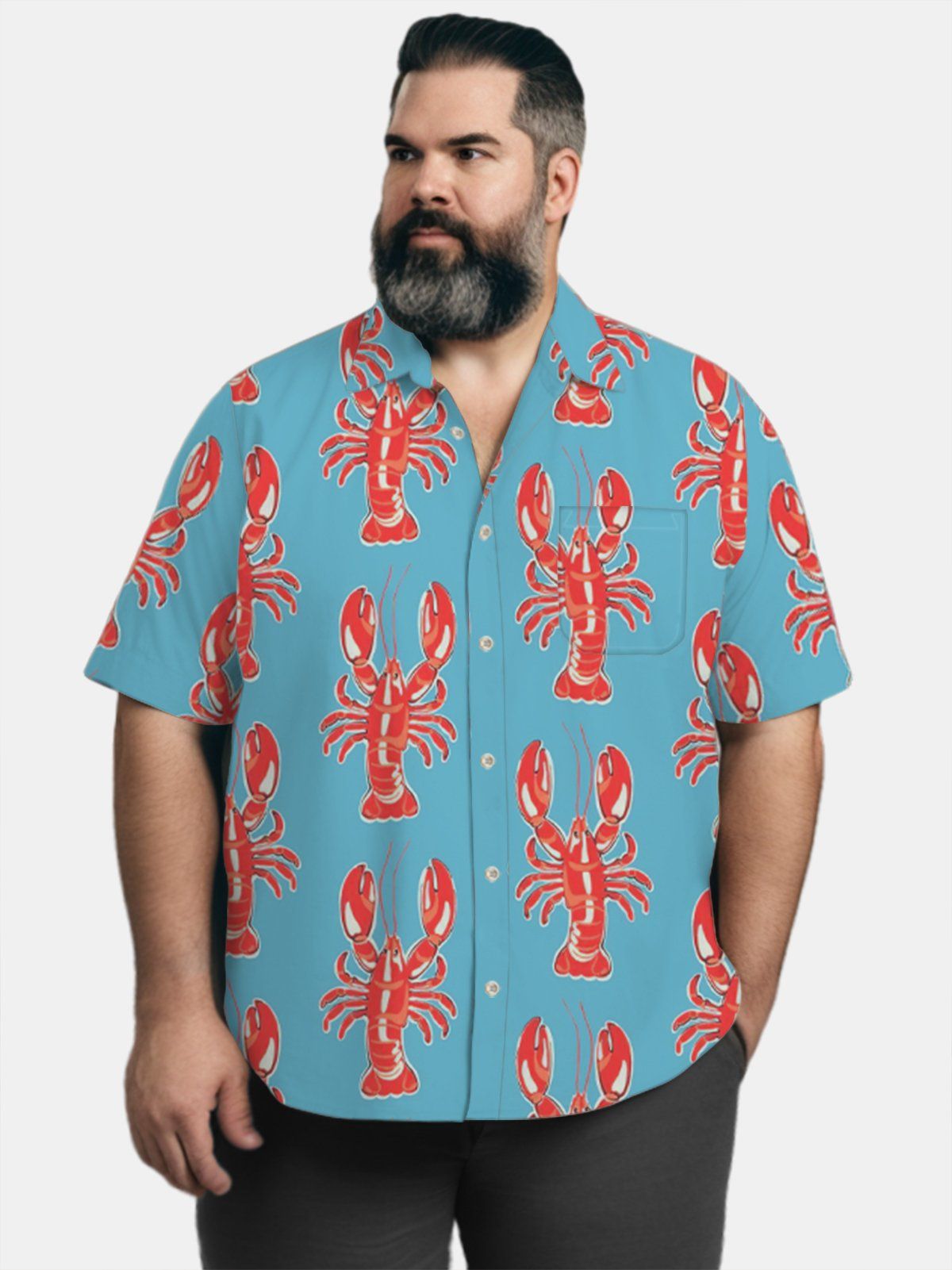 Big & Tall Hawaii Lobster Holiday Party Quick Drying Shirt Big & Tall Hawaii Lobster Holiday Party Quick Drying Shirt