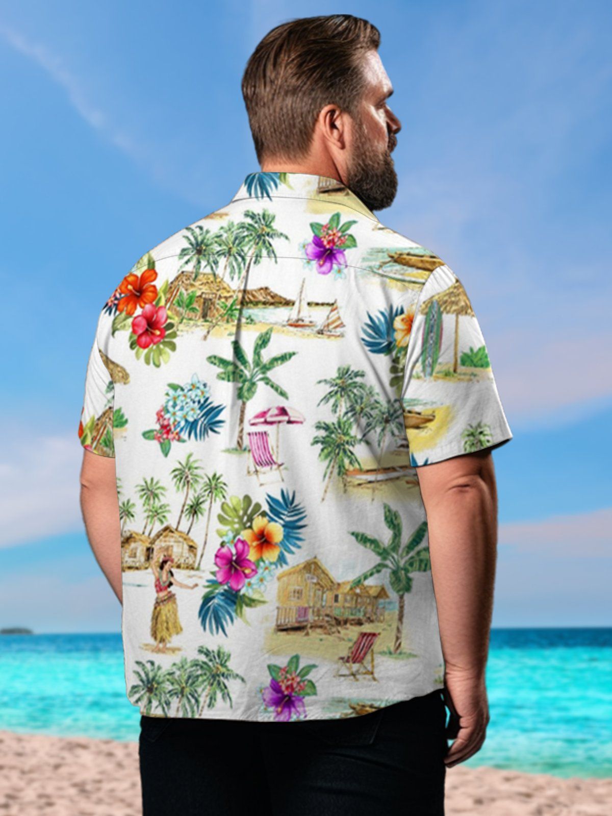 Big & Tall Hawaii Lsland Tribal Dance Free Seersucker Shirt