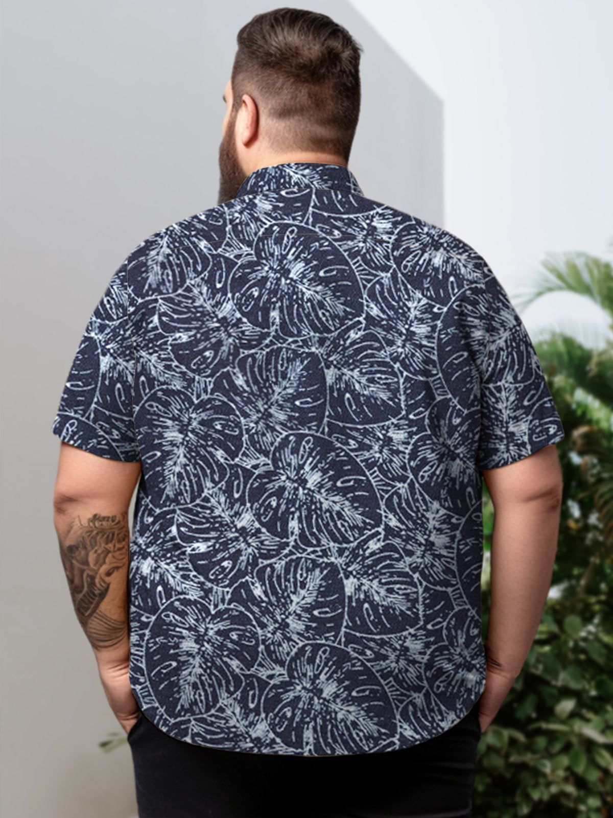 Big & Tall Hawaii Monstera Deliciosa Free Seersucker Green Plant Shirt